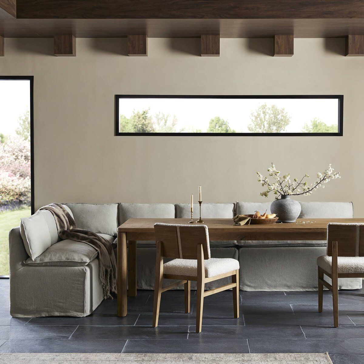 Andre Slipcover Dining Banquette L-shape