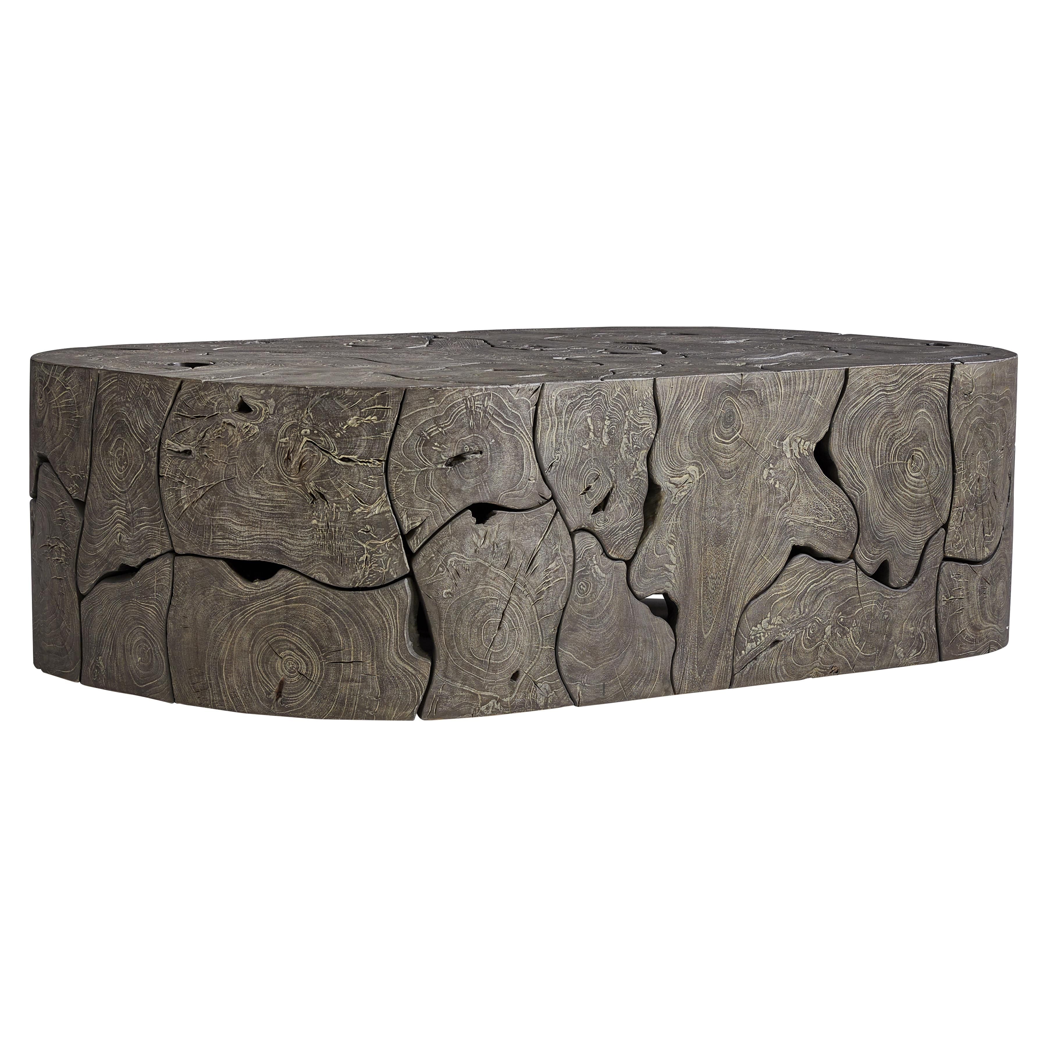 Bernhardt Trinidad Outdoor Cocktail Table in Natural Sliced Teak