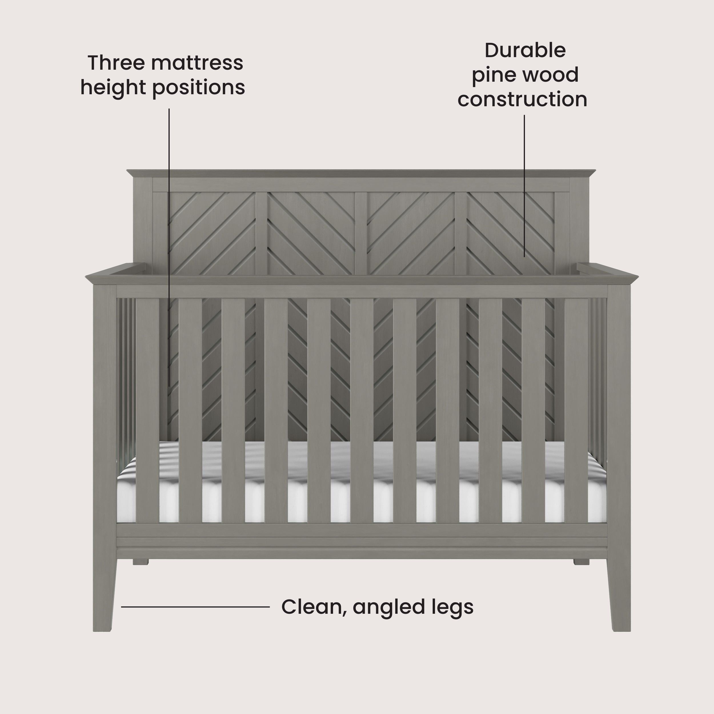 Atwood 4-in-1 Convertible Crib, Lunar Gray
