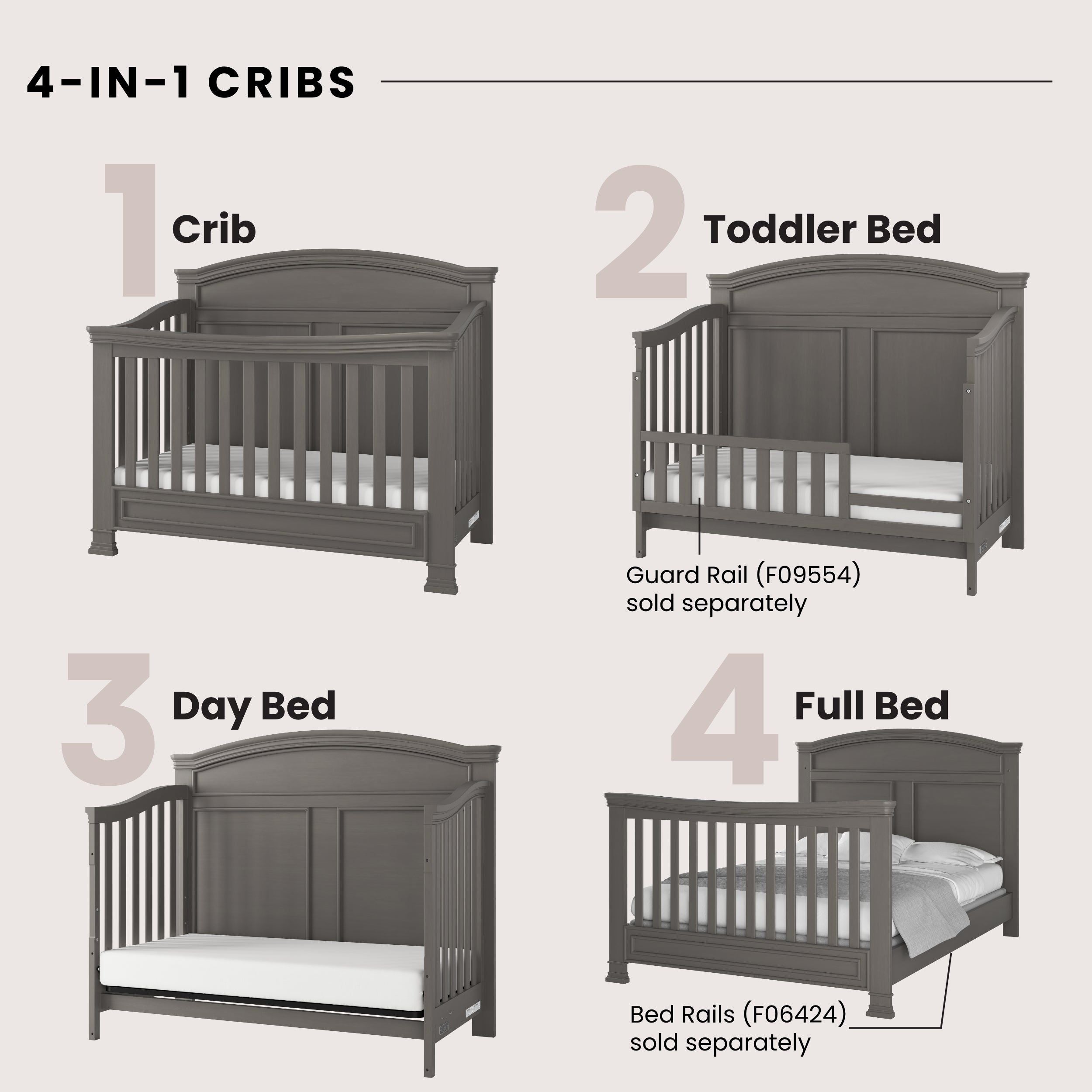 Westgate 4-in-1 Convertible Crib, Chelsea Grey