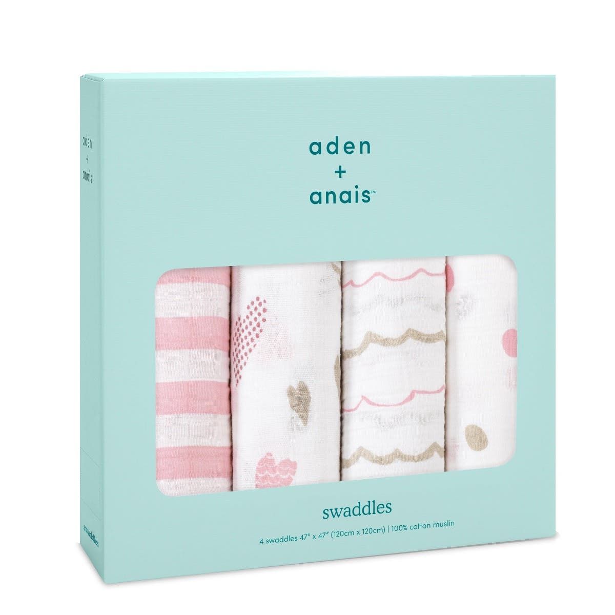 Boutique 100% Cotton Muslin Swaddle Blanket 4 Pack