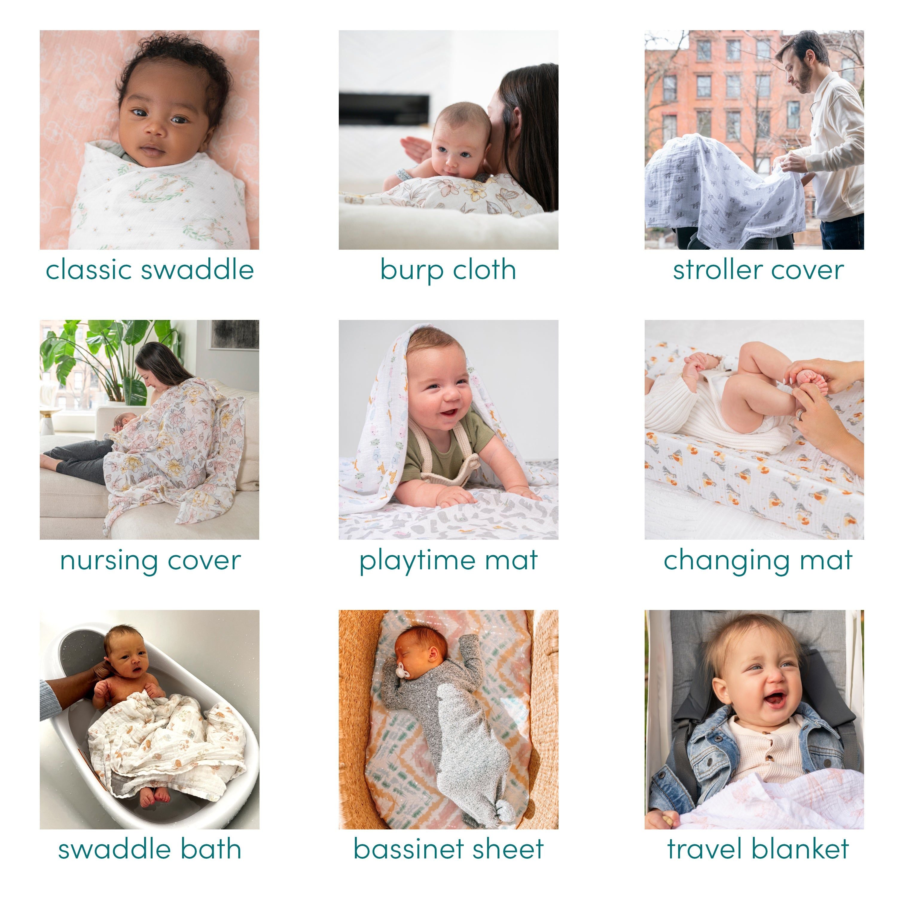 Organic Cotton Muslin Swaddle Blanket 4 Pack