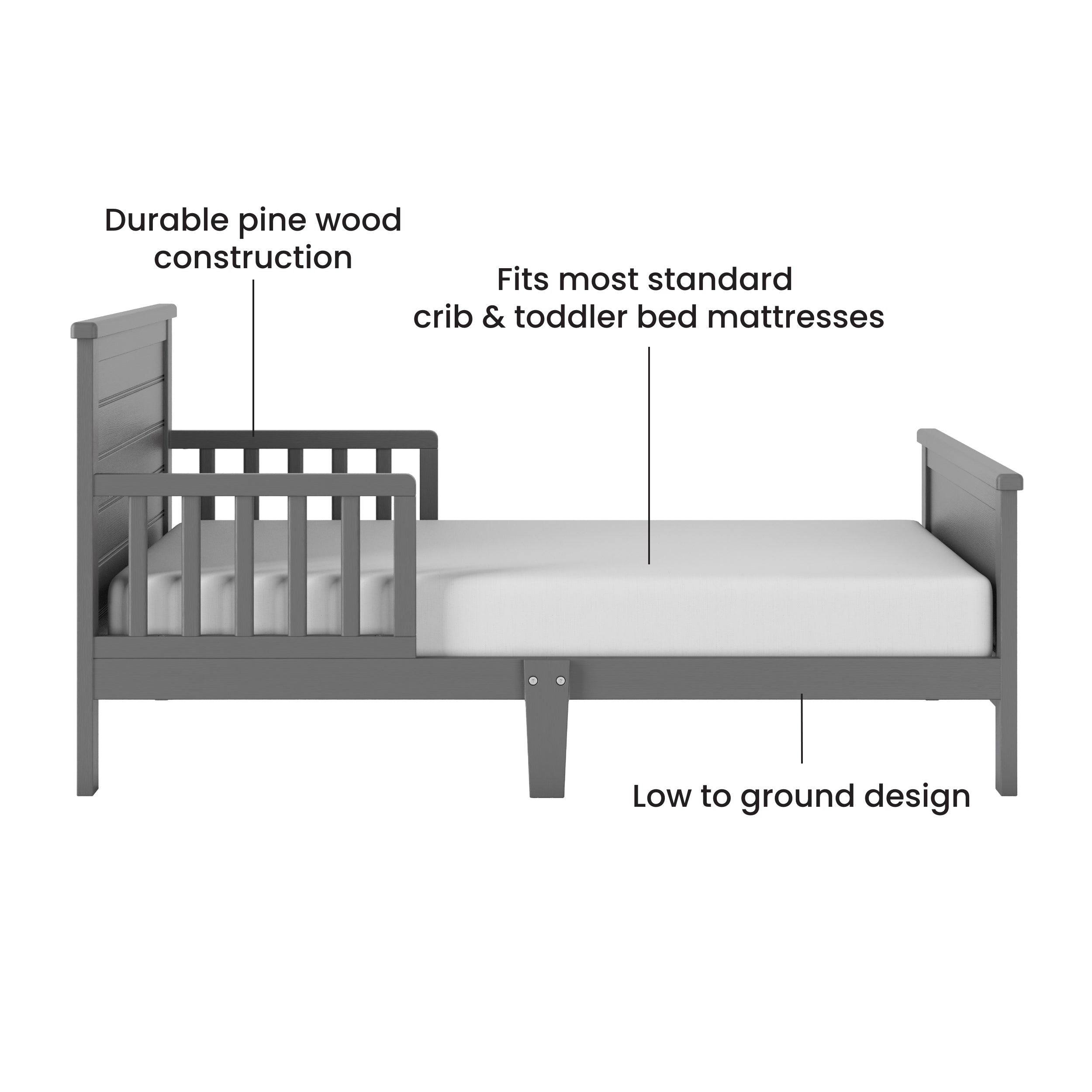 Woodland Toddler Bed, Brushed Pebble