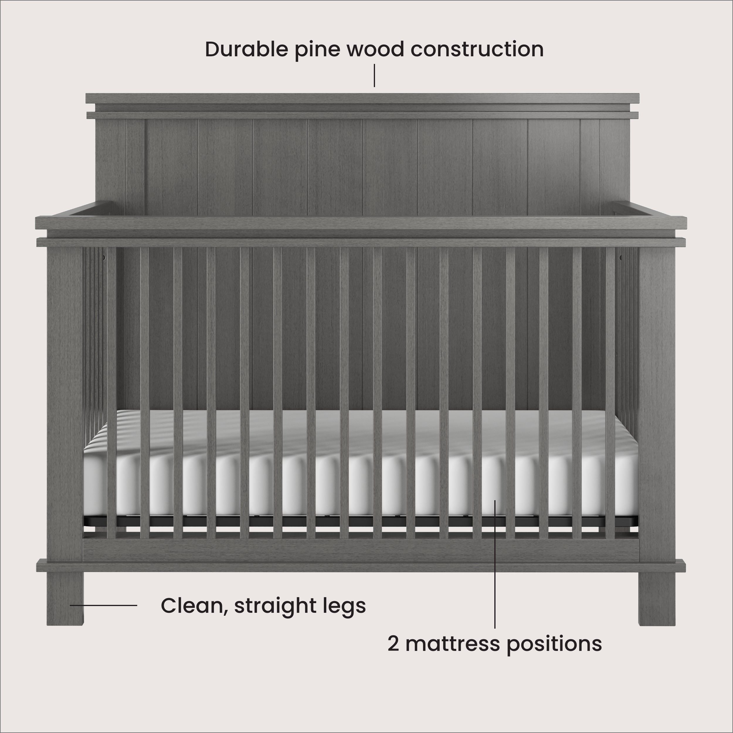 Denman 4-in-1 Convertible Crib, Midnight Gray