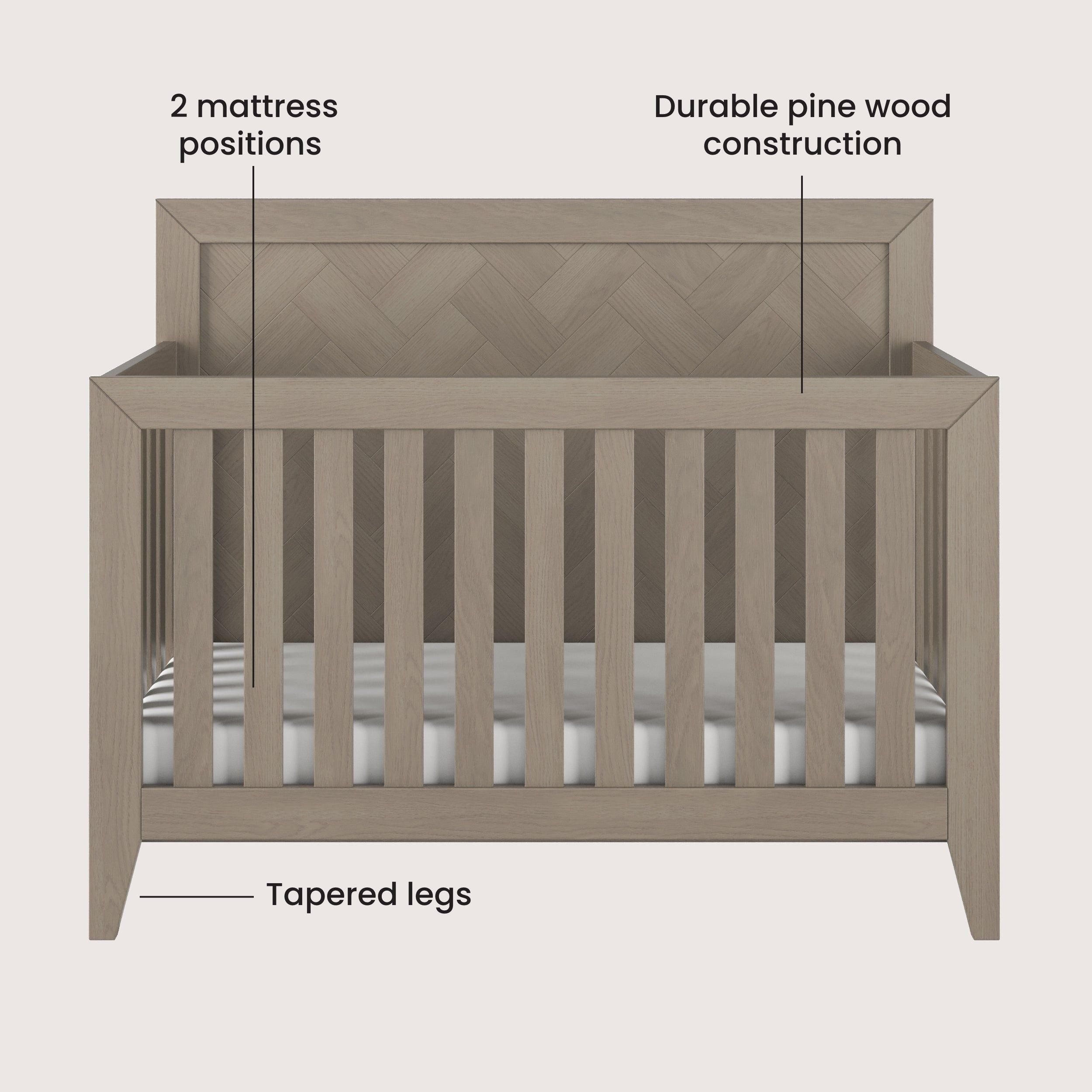 Kieran 4-in-1 Convertible Crib, Crescent Gray