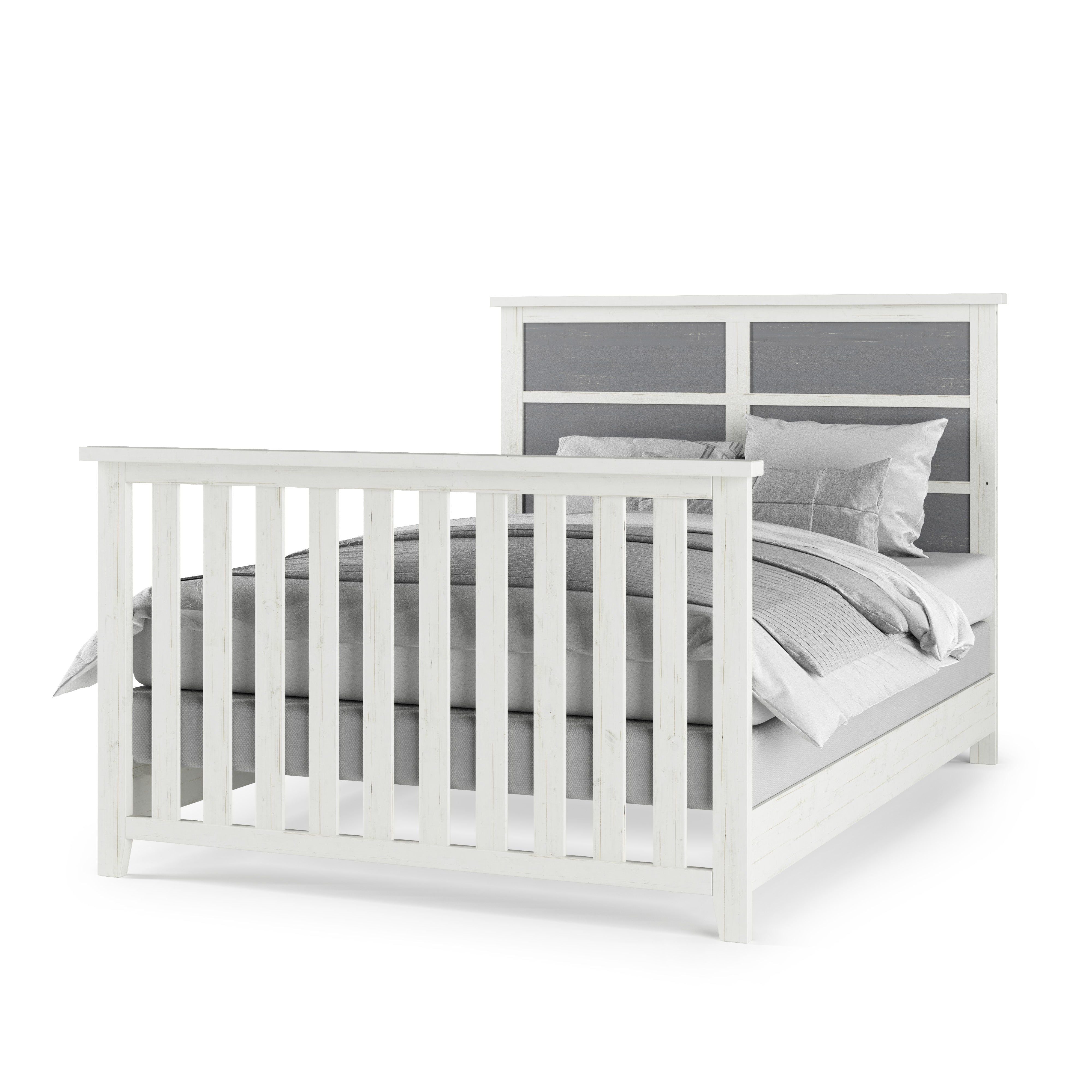 Full-Size Bed Rails, White/Gray
