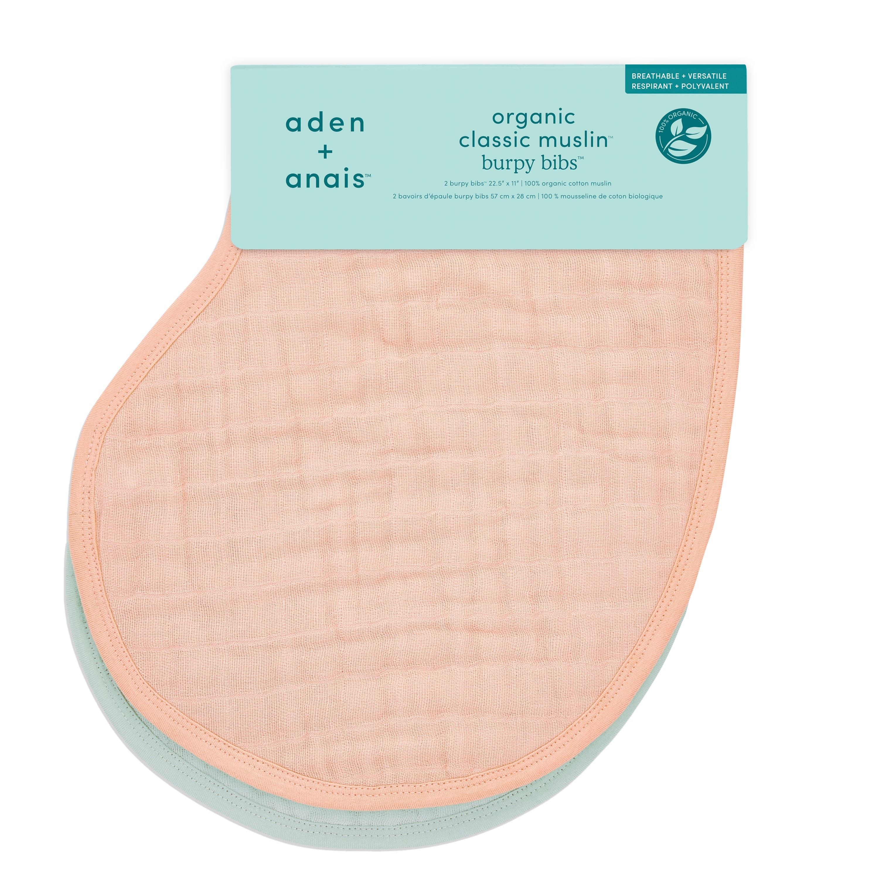 Organic Cotton Muslin Burpy Bibs 2 Pack
