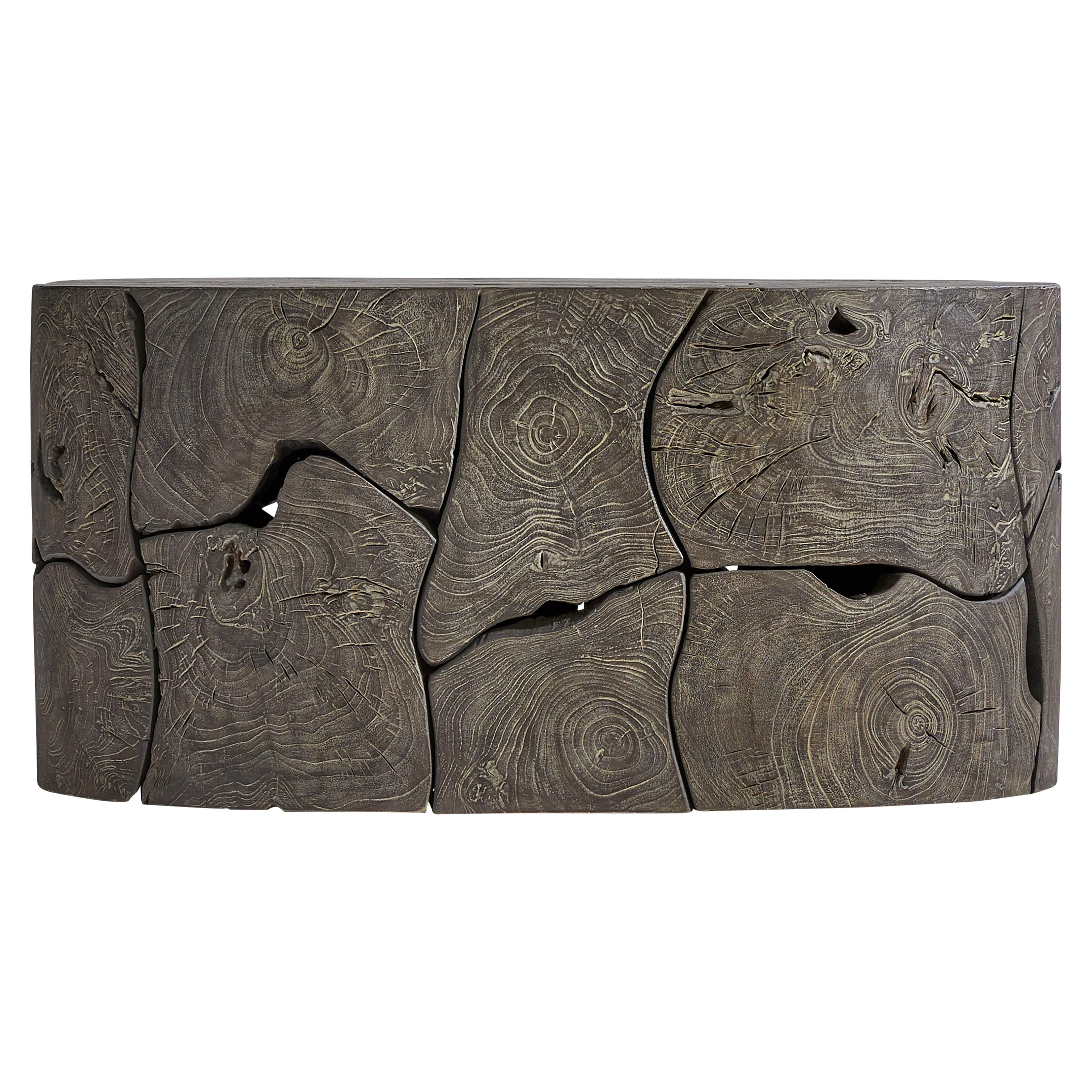 Bernhardt Trinidad Outdoor Cocktail Table in Natural Sliced Teak