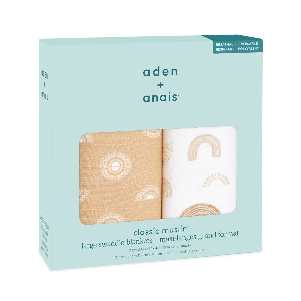Boutique 100% Cotton Muslin Swaddle Blanket 2 Pack