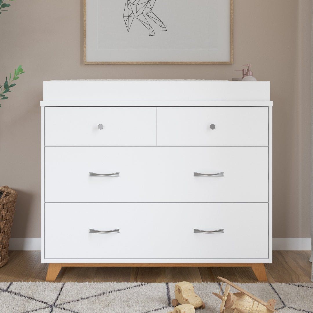 Soho 3-Drawer Dresser, White/Natural