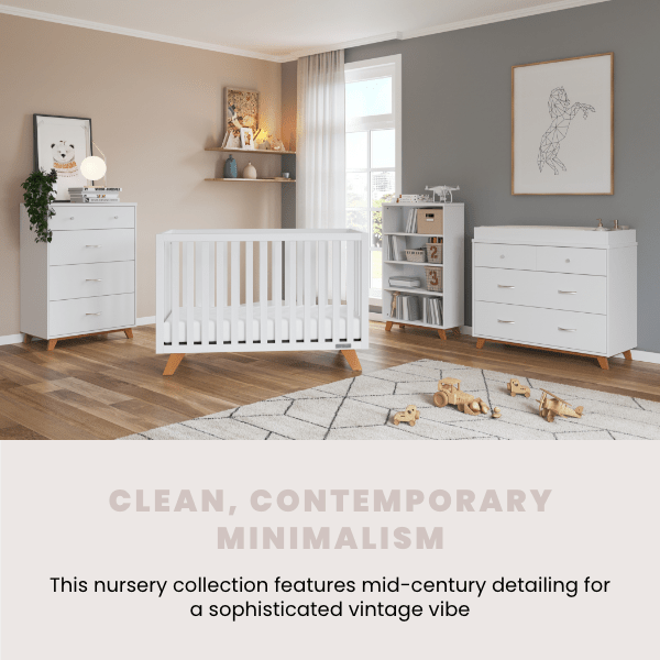 Soho 4-in-1 Convertible Crib, White/Natural