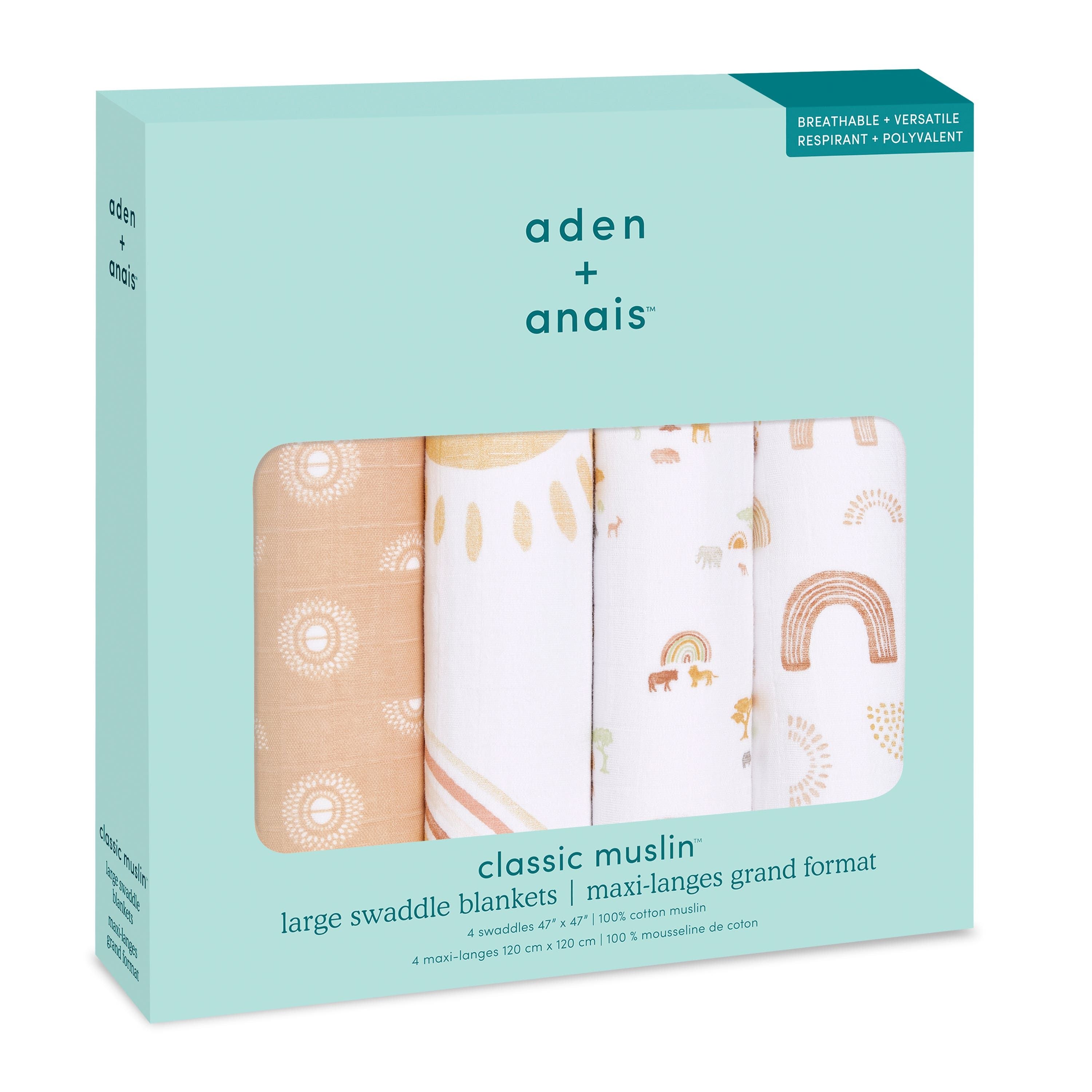 Boutique 100% Cotton Muslin Swaddle Blanket 4 Pack