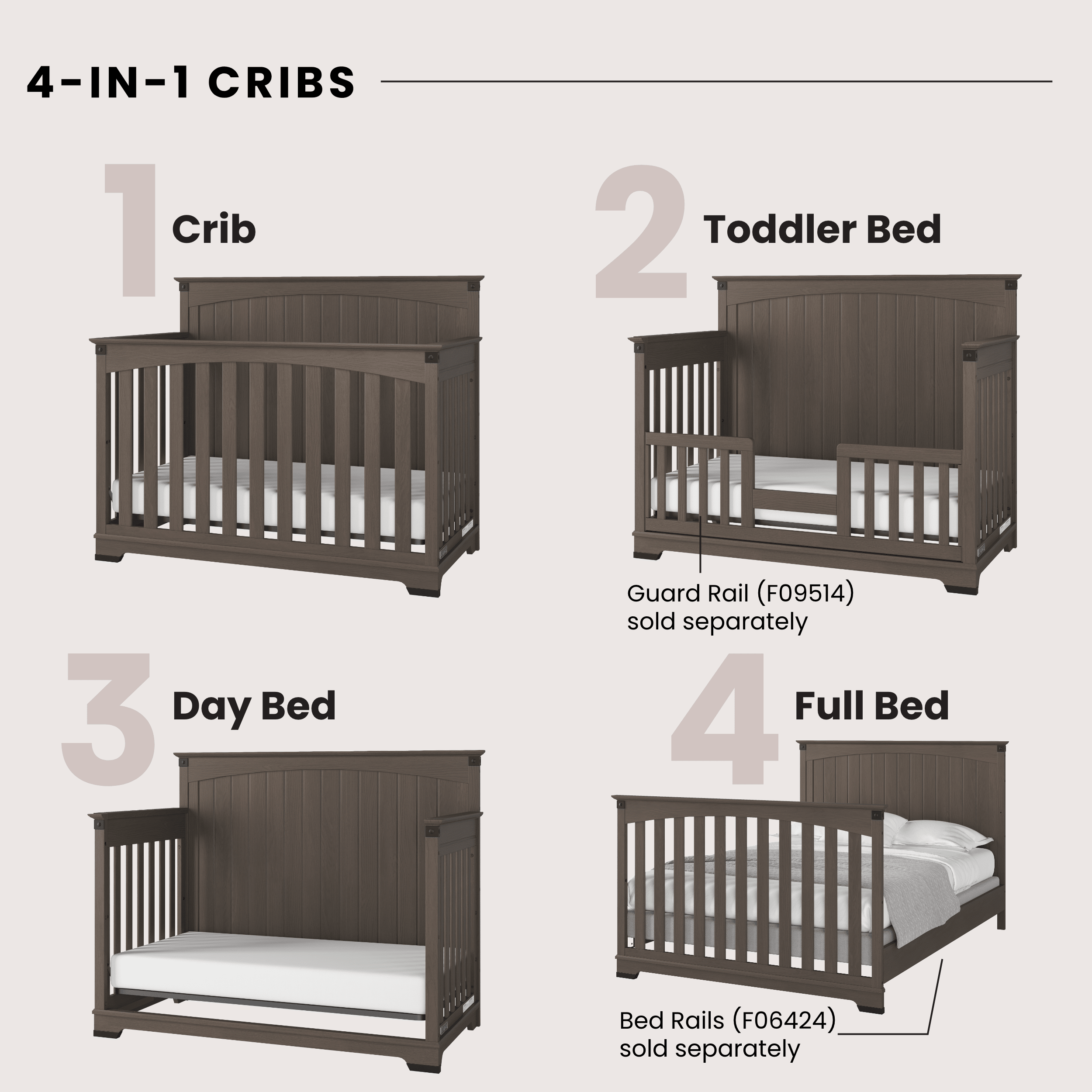 Redmond Full Panel 4 Piece Nursery Set