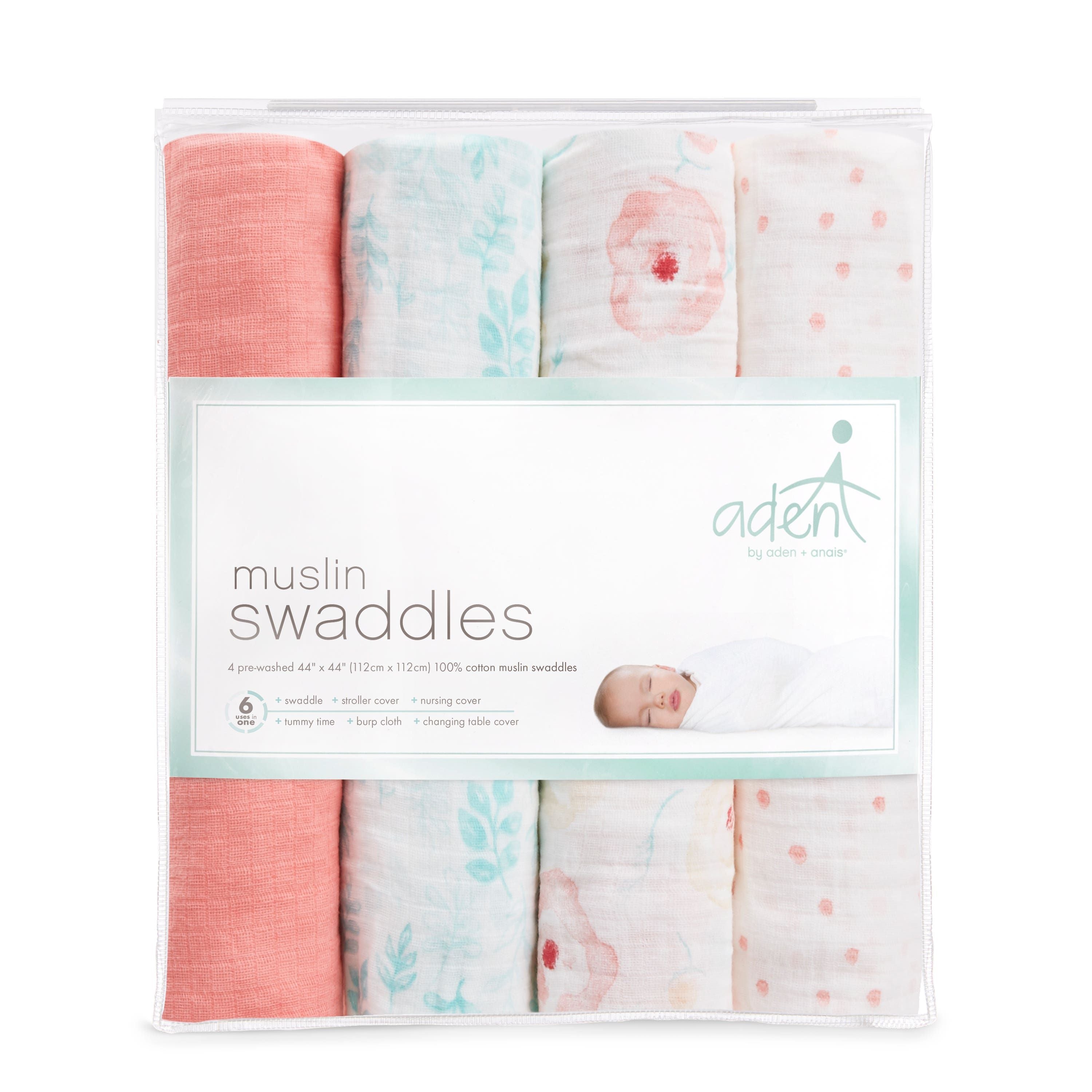 Essentials Cotton Muslin Swaddle Blanket 4 Pack