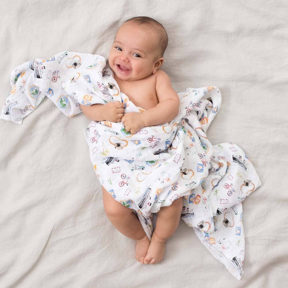 Boutique 100% Cotton Muslin Swaddle Blanket 4 Pack