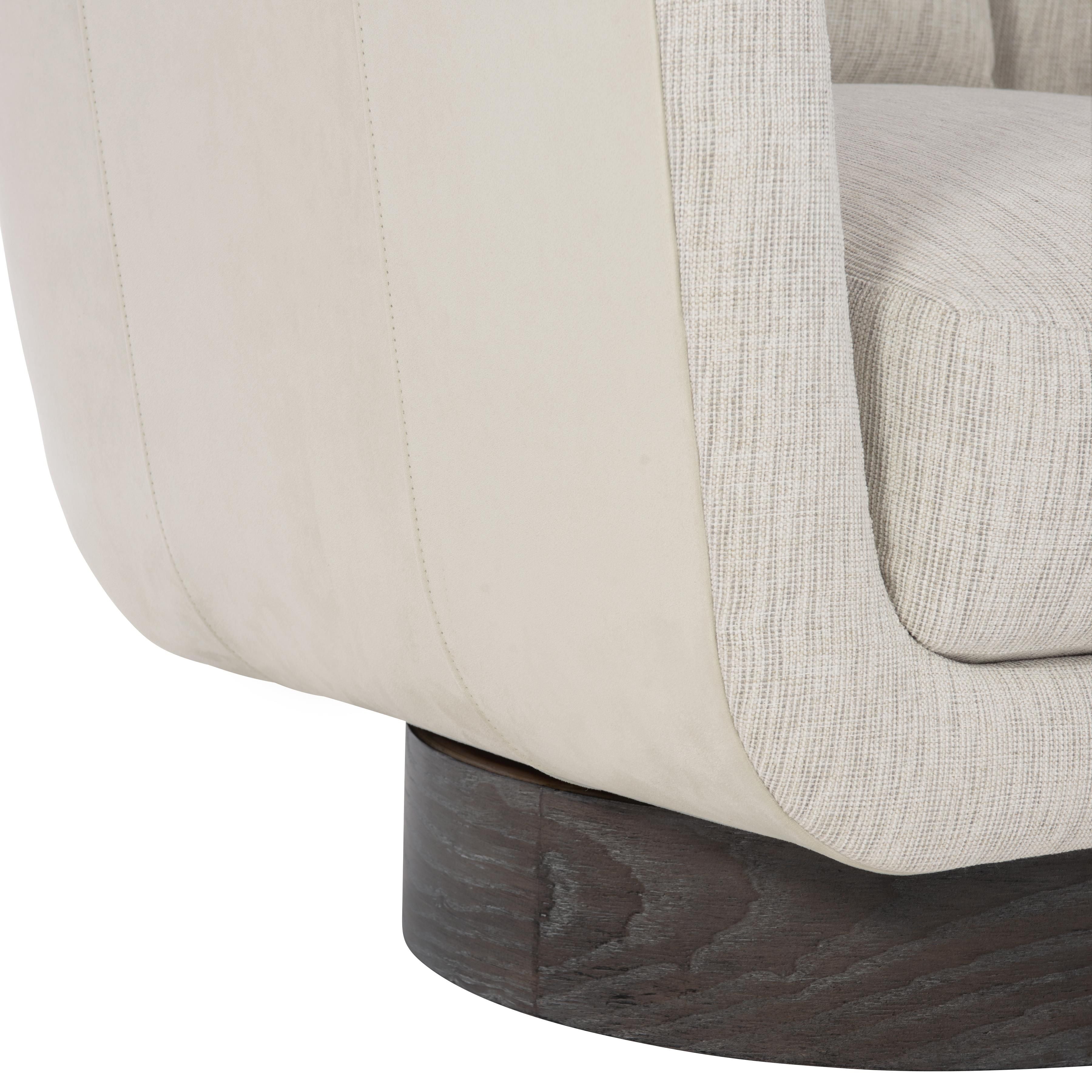Bernhardt Gemma Leather-Fabric Swivel Chair