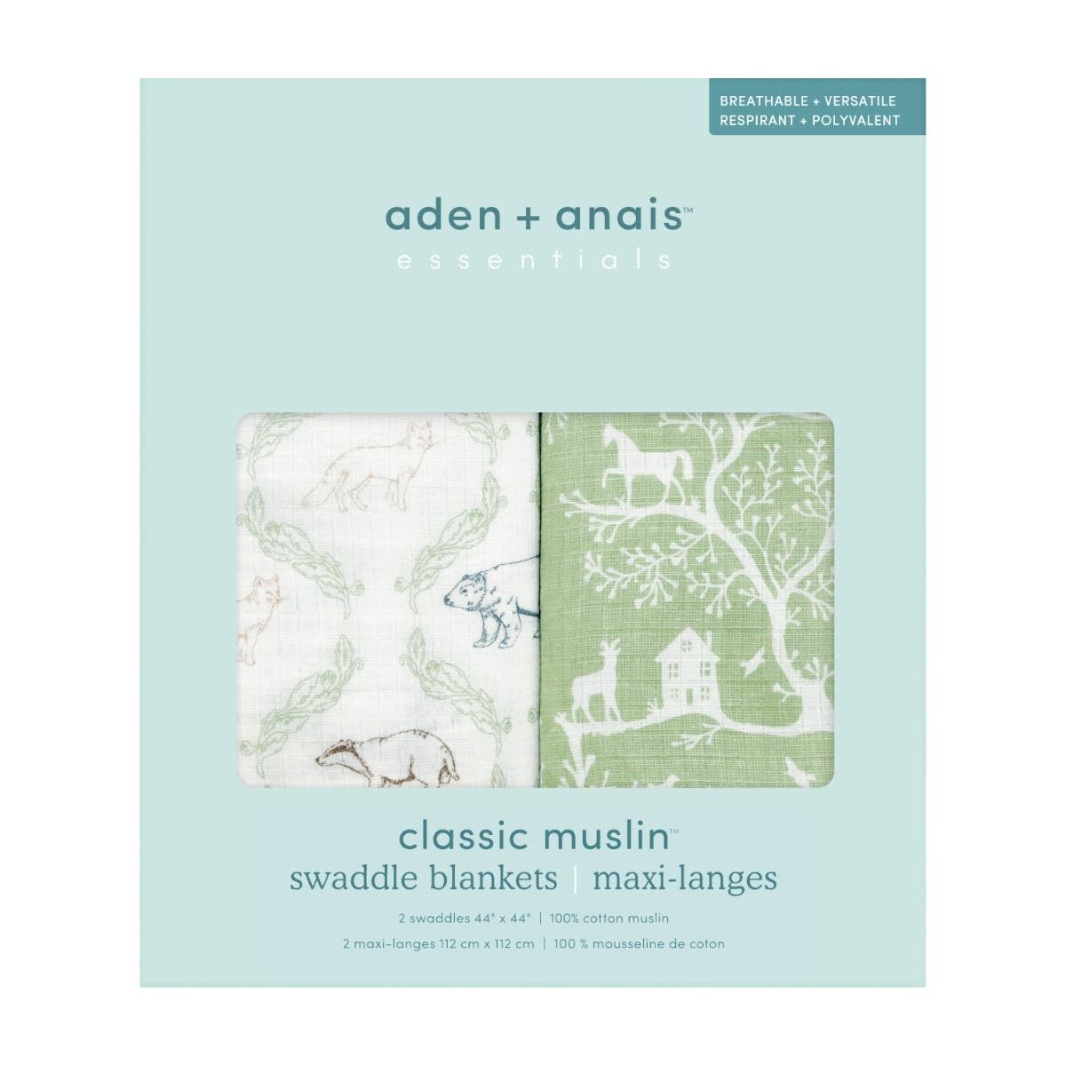 Essentials Cotton Muslin Swaddle Blanket 2 Pack