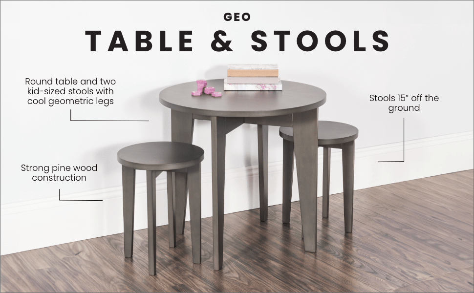 Geo Table and Stools Set, Dapper Gray