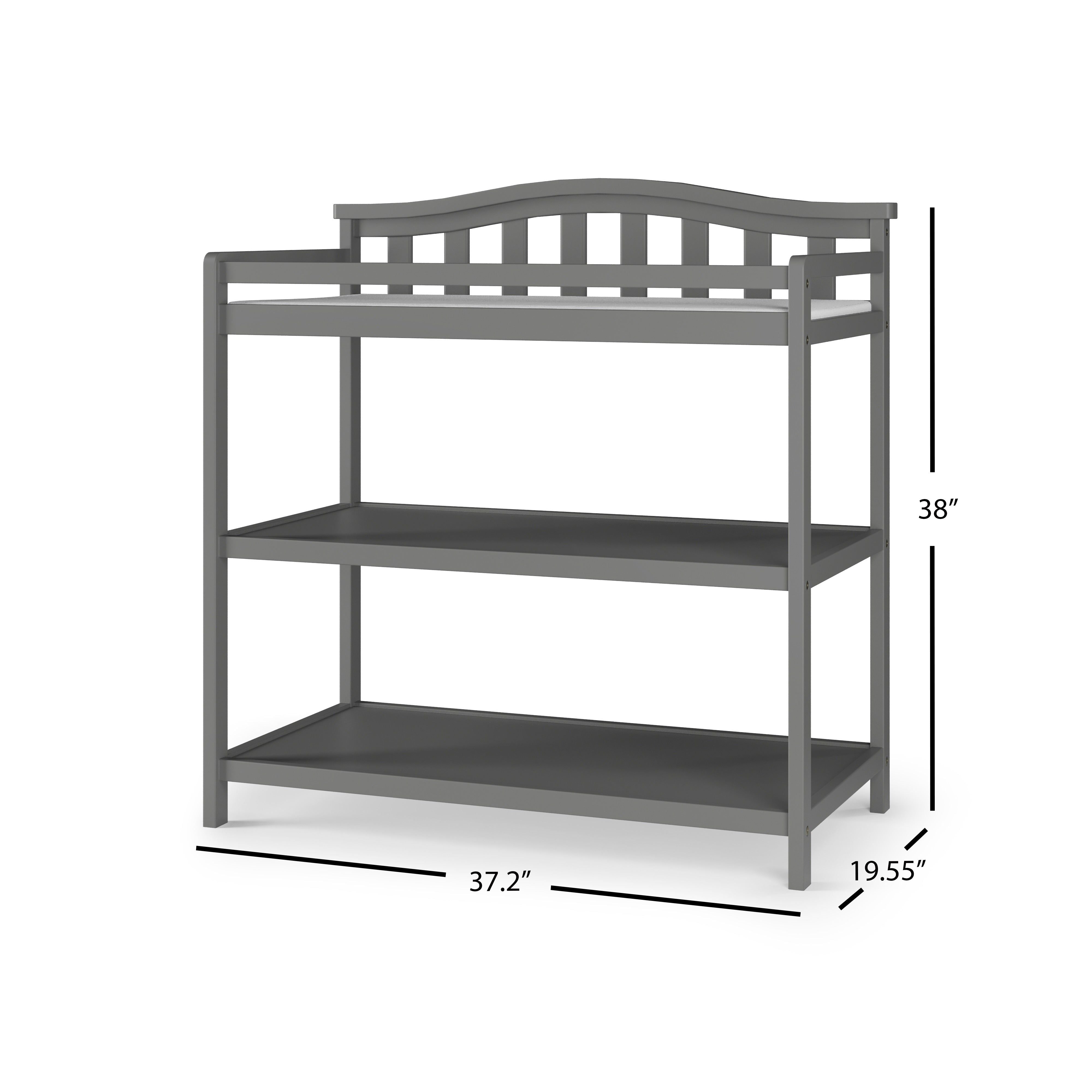 Arch Top Baby Changing Table, Cool Gray