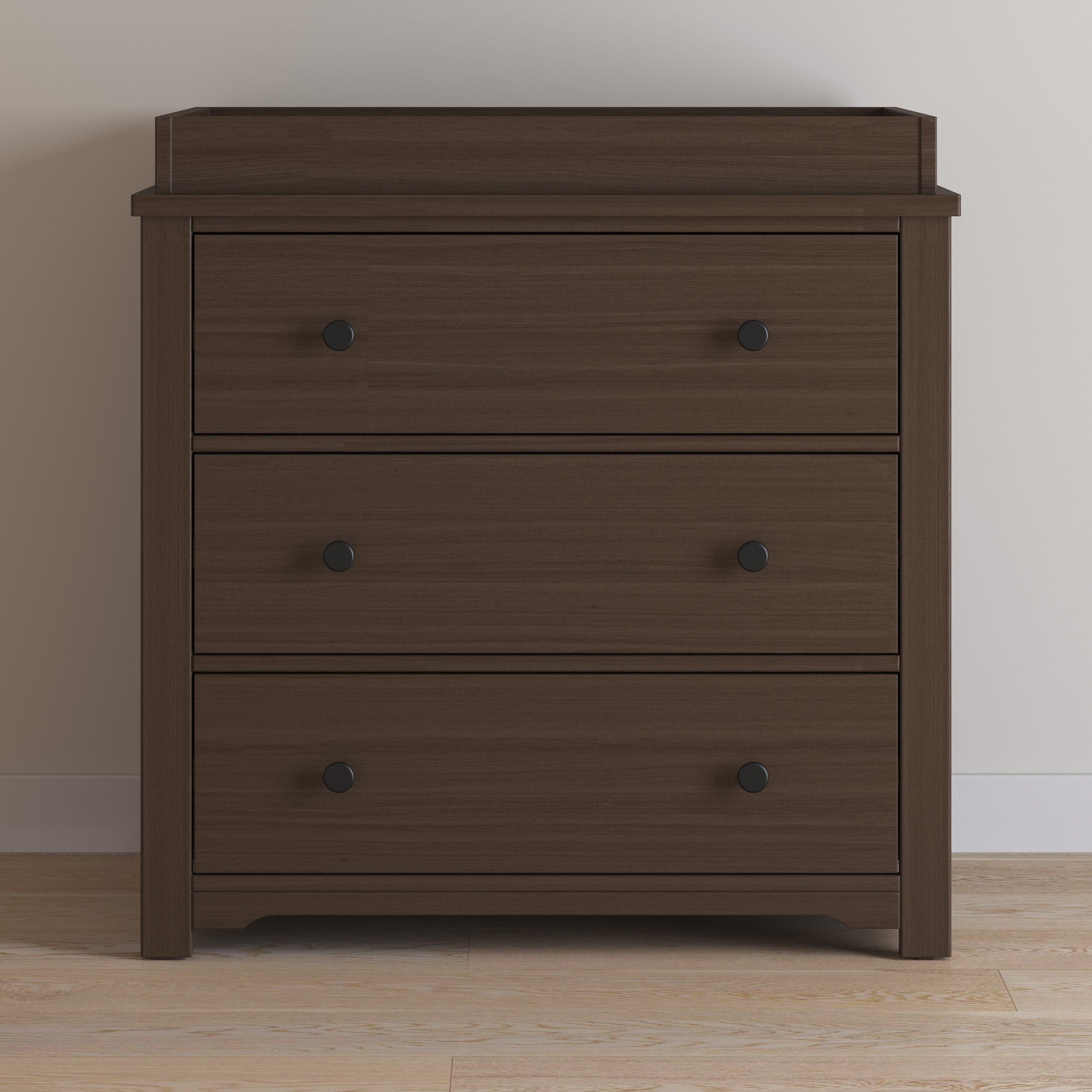 Harmony 3-Drawer Dresser With Changing Table Topper, Brushed Truffle