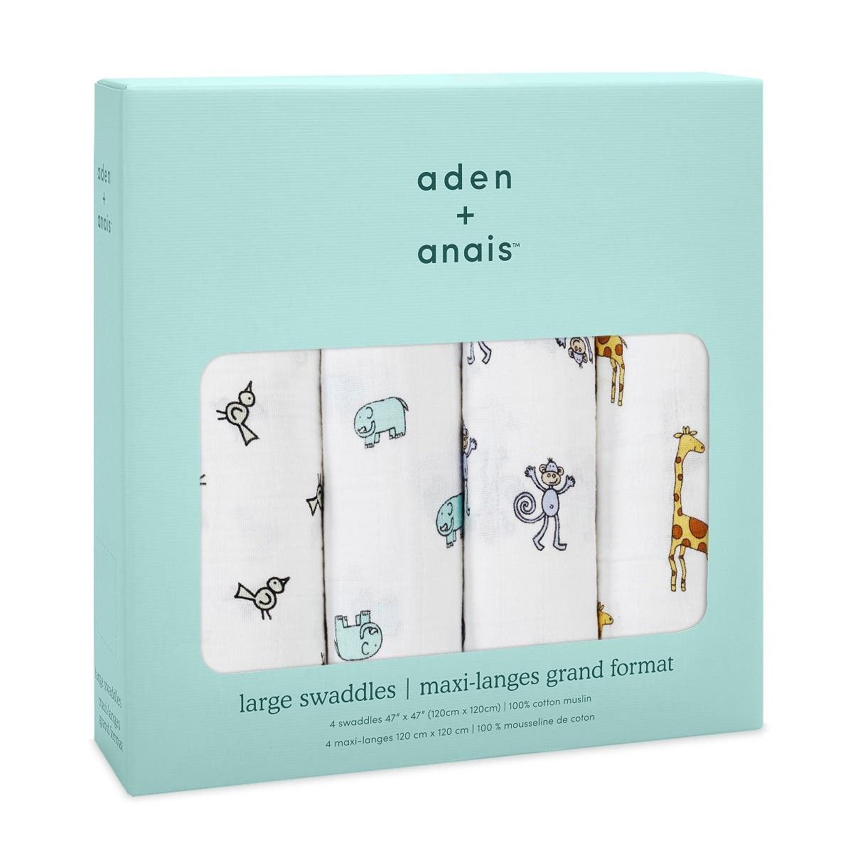 Boutique 100% Cotton Muslin Swaddle Blanket 4 Pack