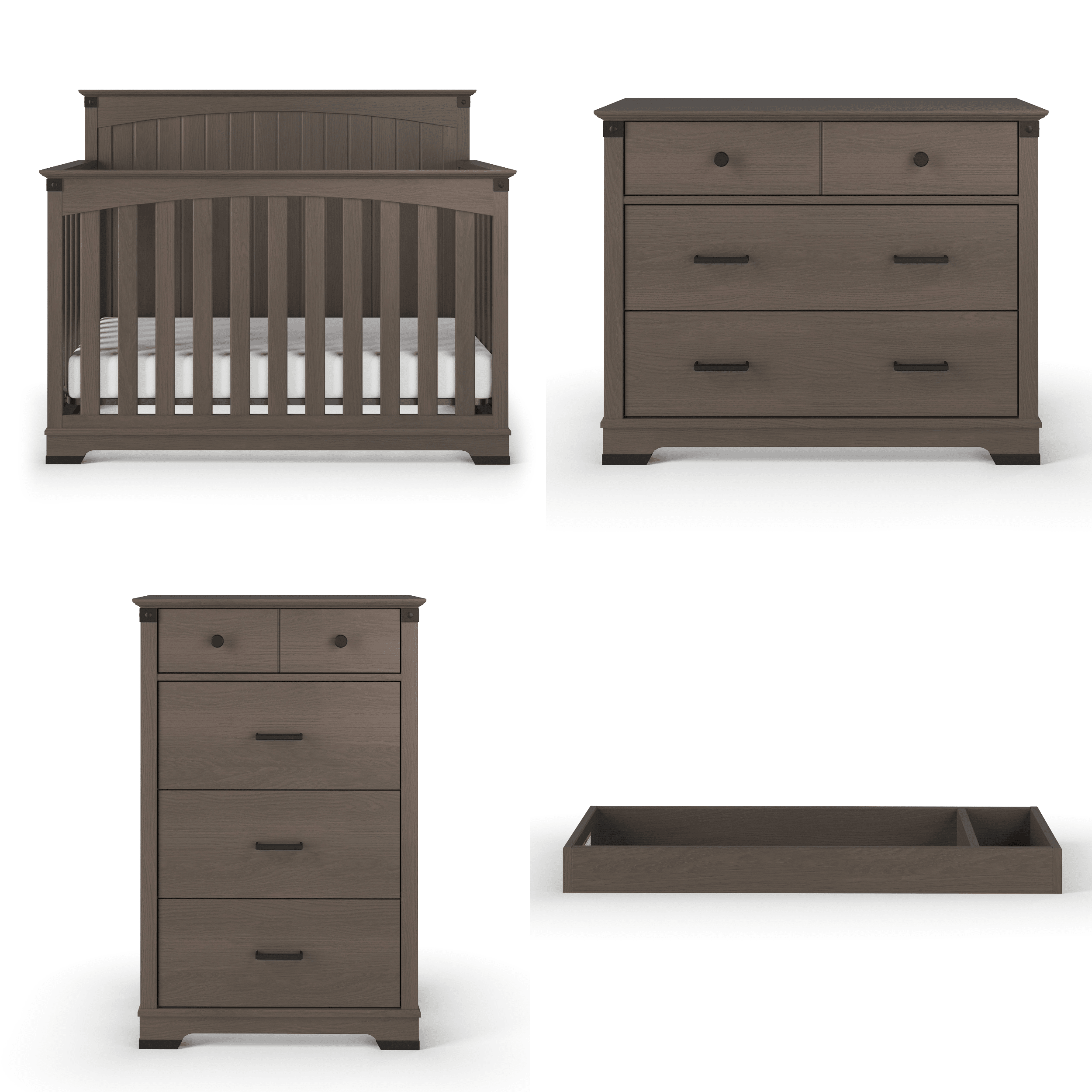 Redmond Full Panel 4-in-1 Convertible Crib, Dapper Gray