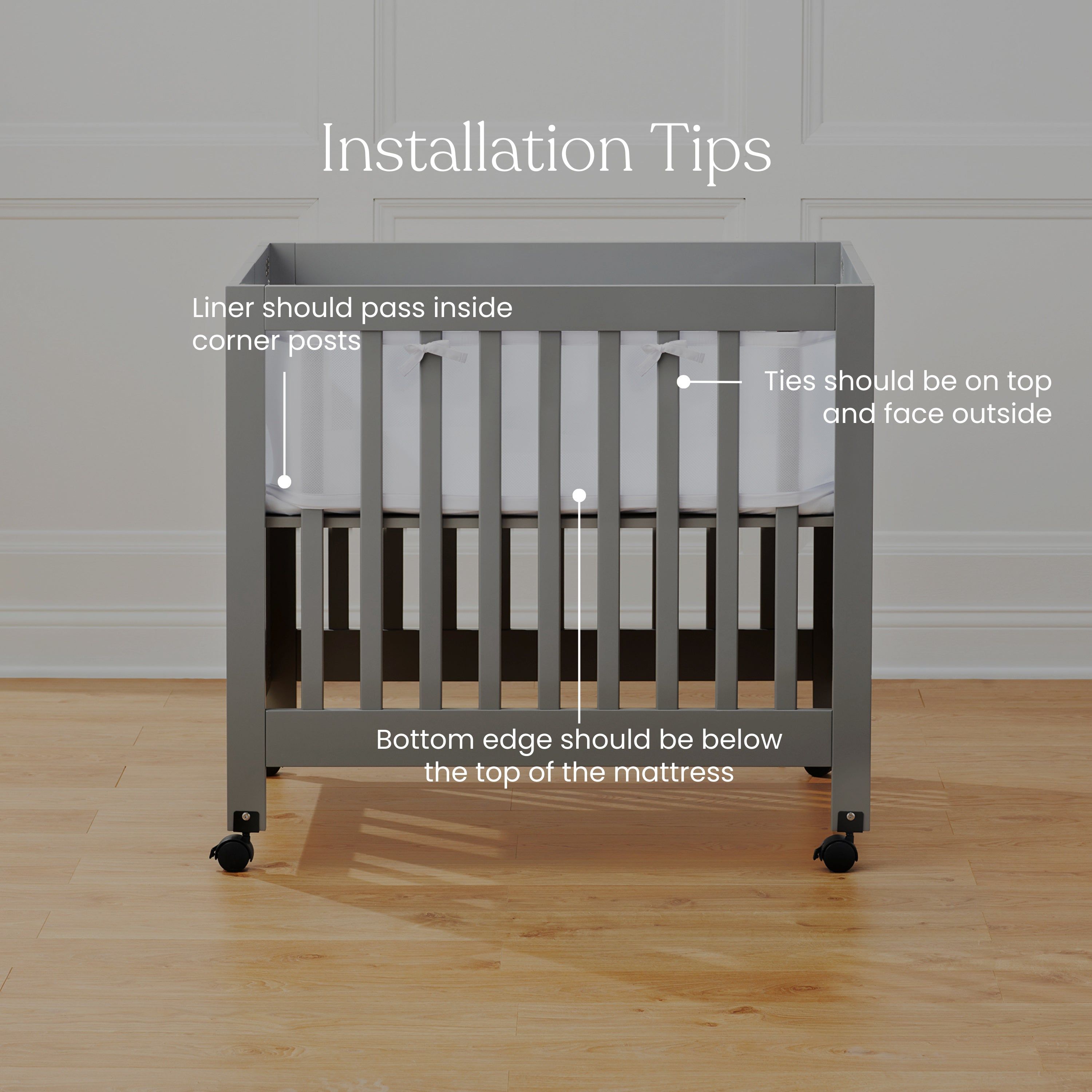 Breathable Mesh Crib Liner For Mini Crib