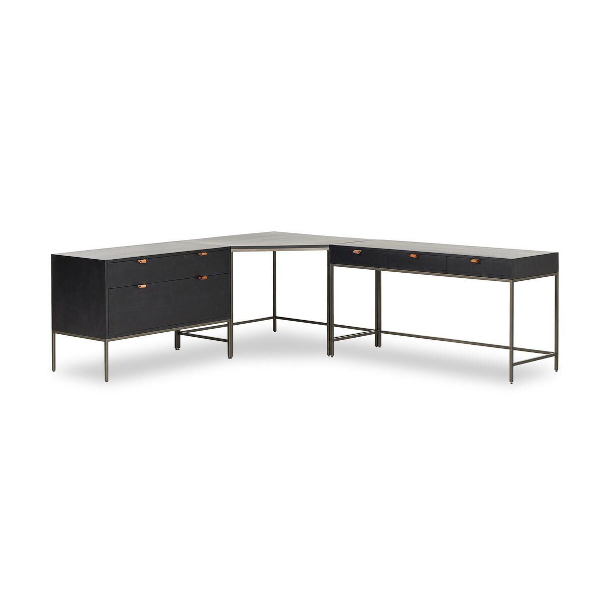 Trey Wide Filing Cabinet Desk System