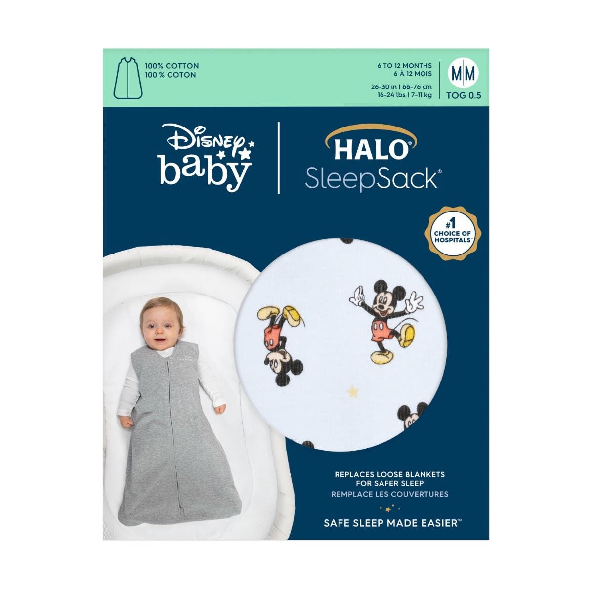Disney 100% Cotton SleepSack Wearable Blanket Tog 0.5