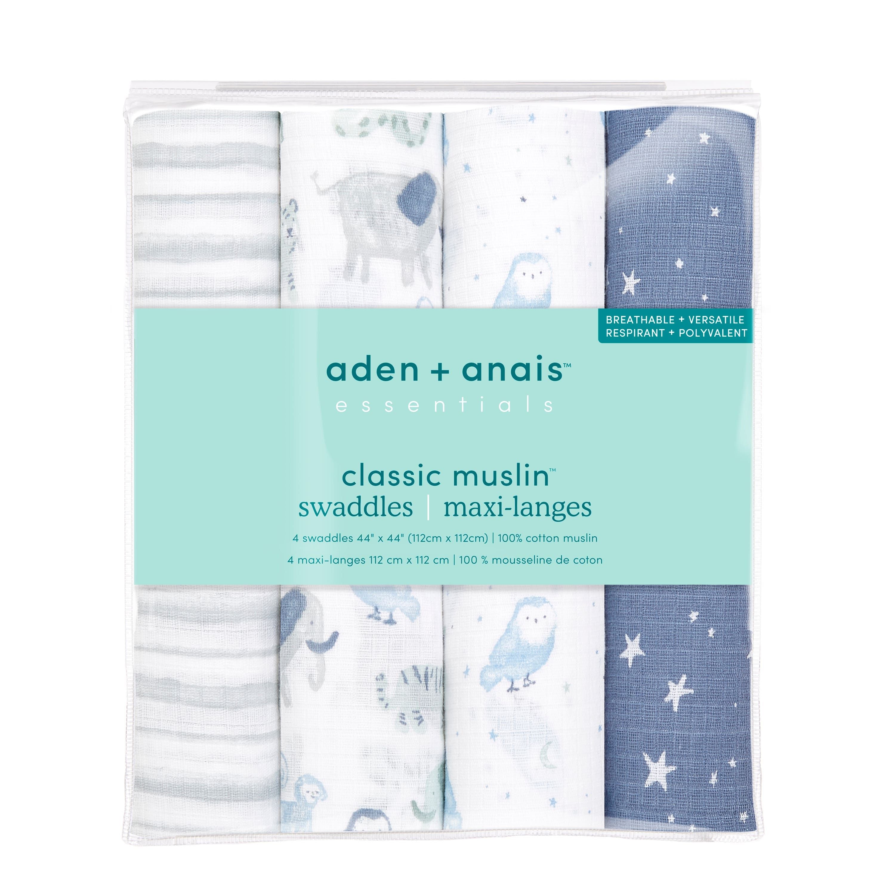 Essentials Cotton Muslin Swaddle Blanket 4 Pack