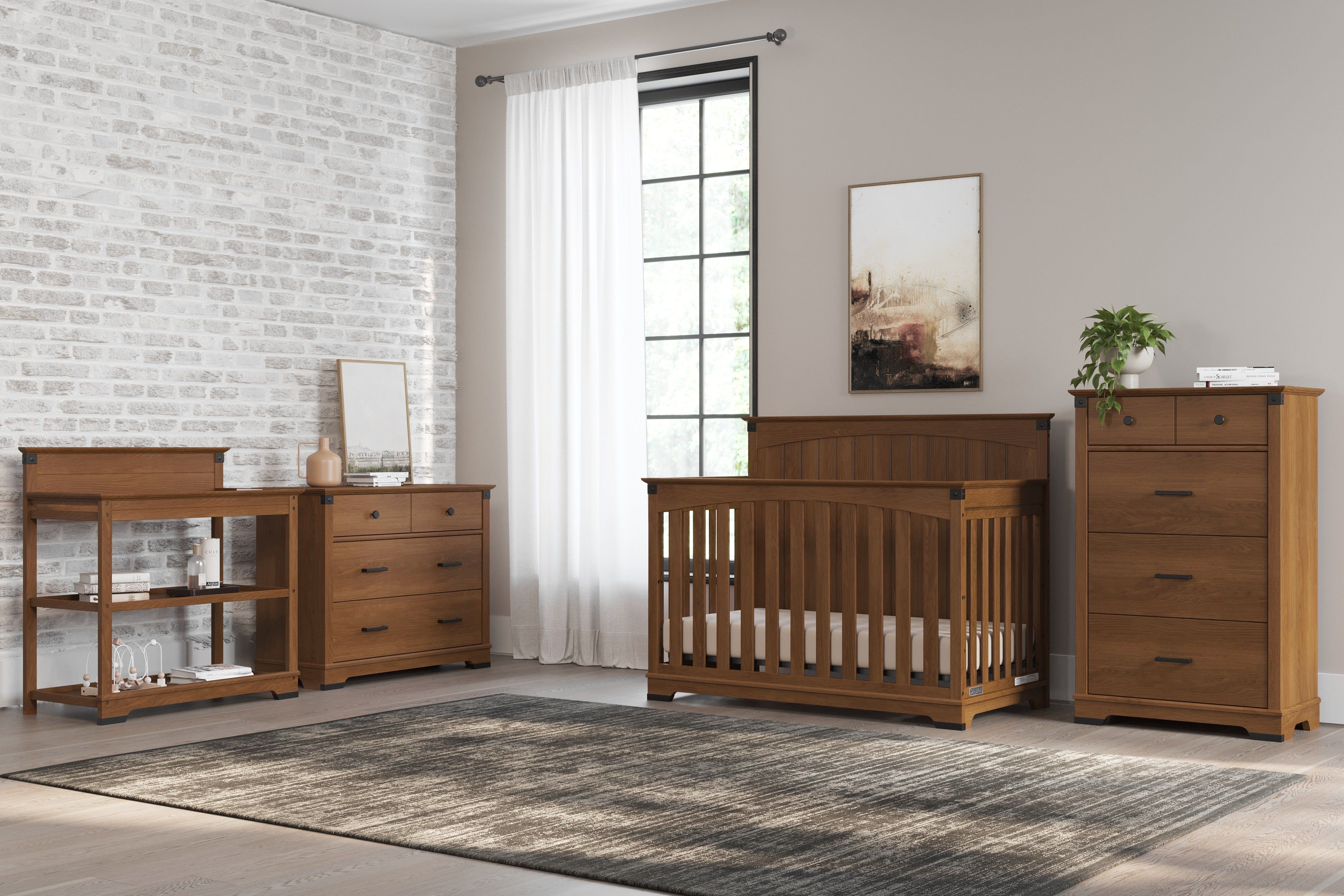Redmond Full Panel 4-in-1 Convertible Crib, Coach Cherry
