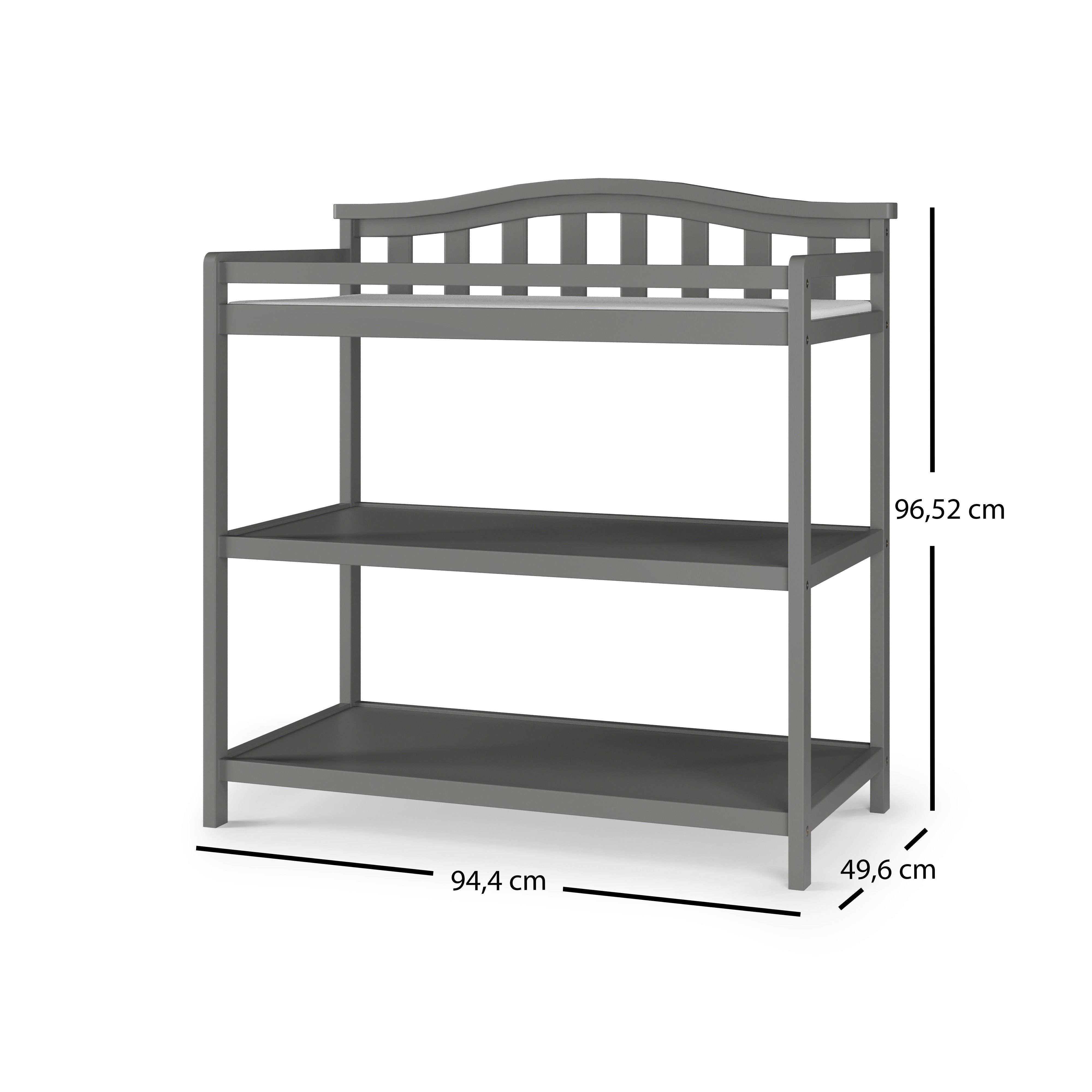 Arch Top Baby Changing Table, Cool Gray