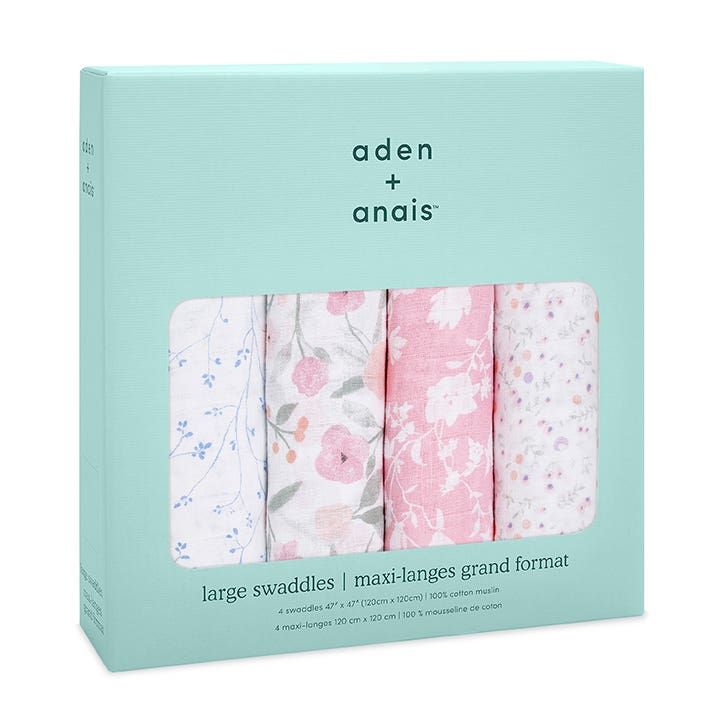 Boutique 100% Cotton Muslin Swaddle Blanket 4 Pack