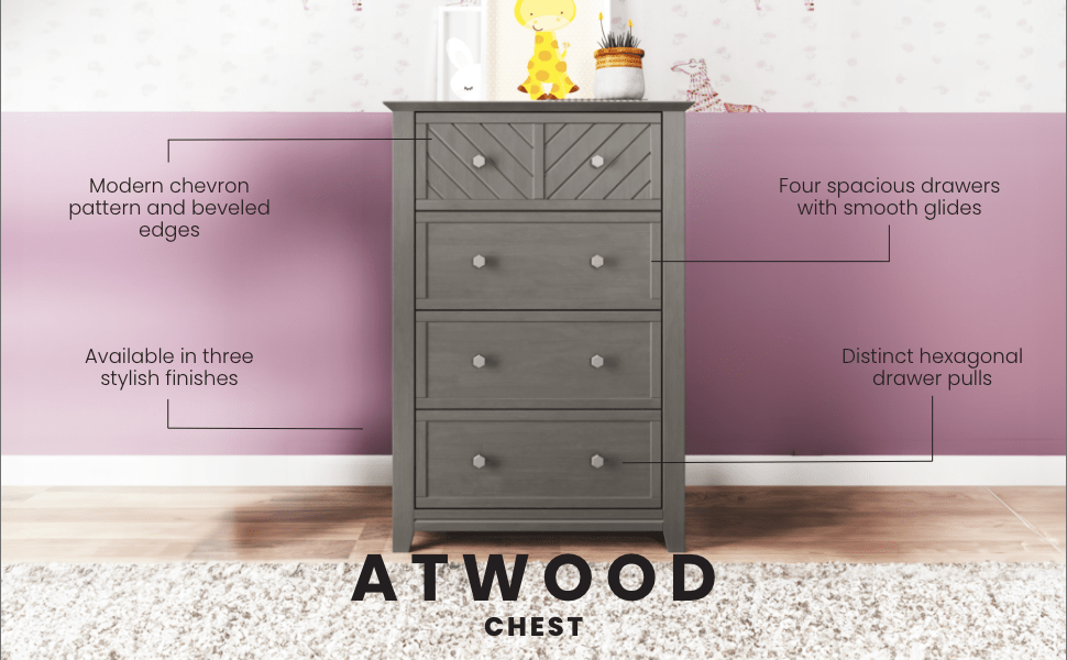 Atwood 4-Drawer Chest, Lunar Gray