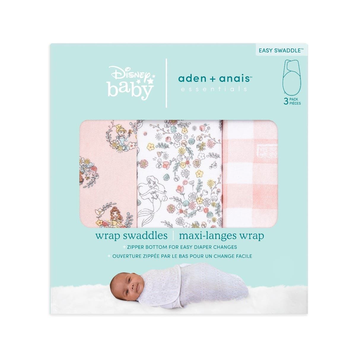Disney™ Essentials Easy Swaddle Wrap Quick Change 3 Pack Tog 1.0