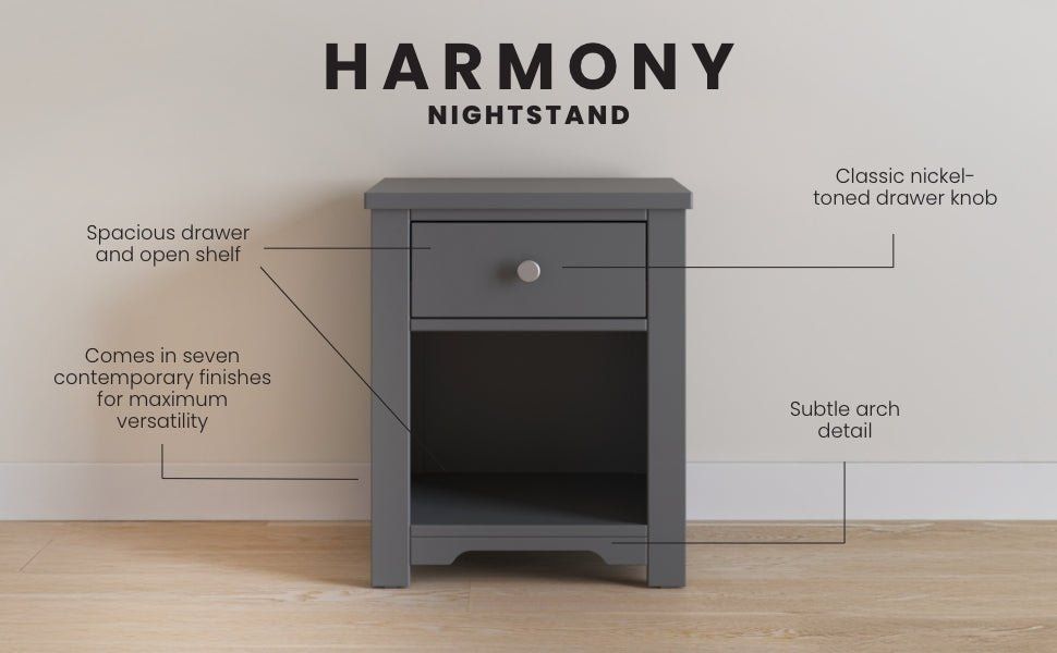 Harmony Nightstand, Cool Gray