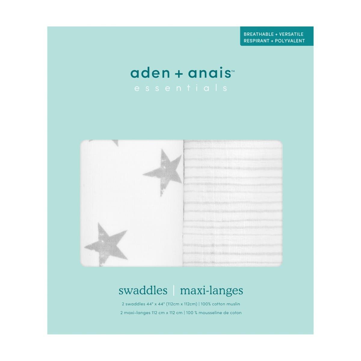 Essentials Cotton Muslin Swaddle Blanket 2 Pack