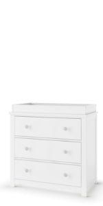 Harmony 3-Drawer Dresser With Changing Table Topper Matte White
