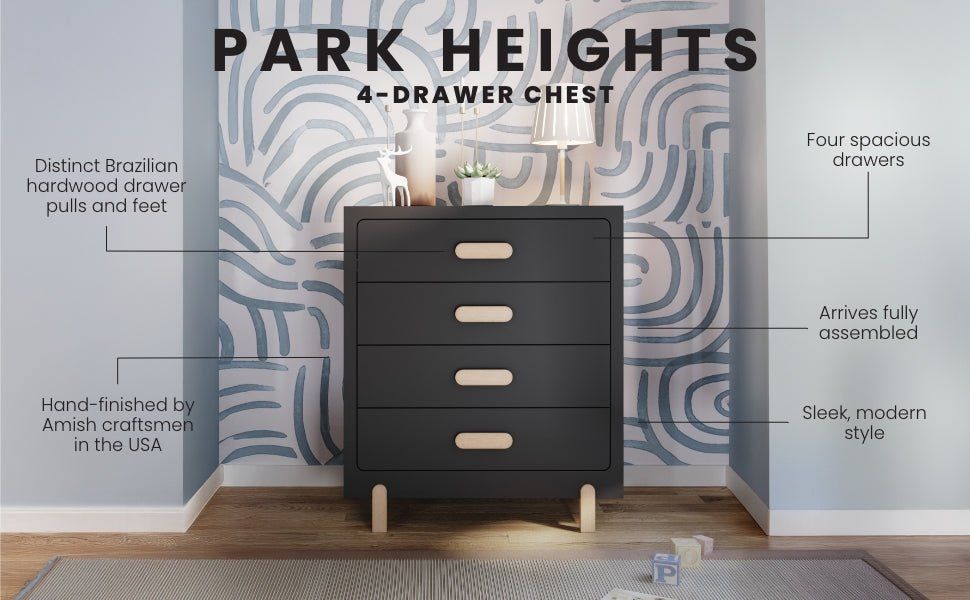 Park Heights 4-Drawer Chest - Caviar Black