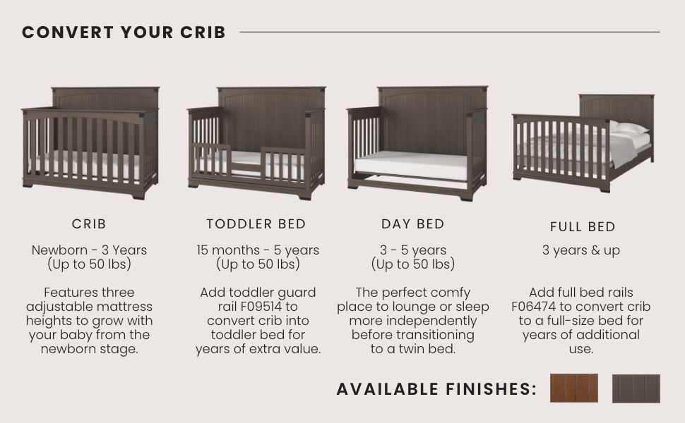 Redmond Full Panel 4-in-1 Convertible Crib, Dapper Gray