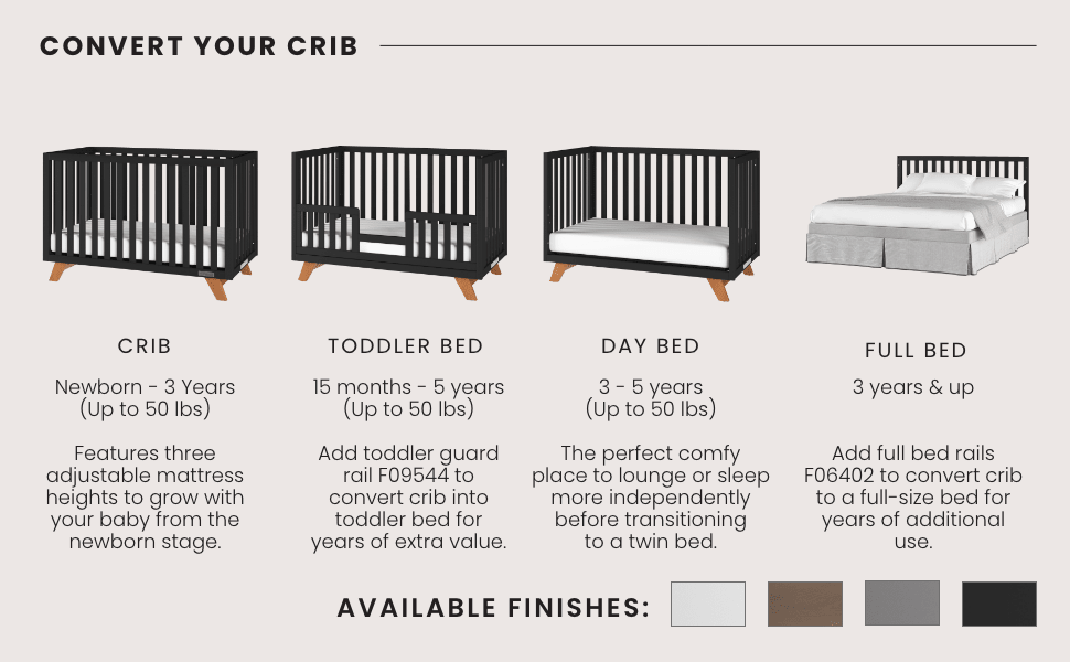 Soho 4-in-1 Convertible Crib, Ebony