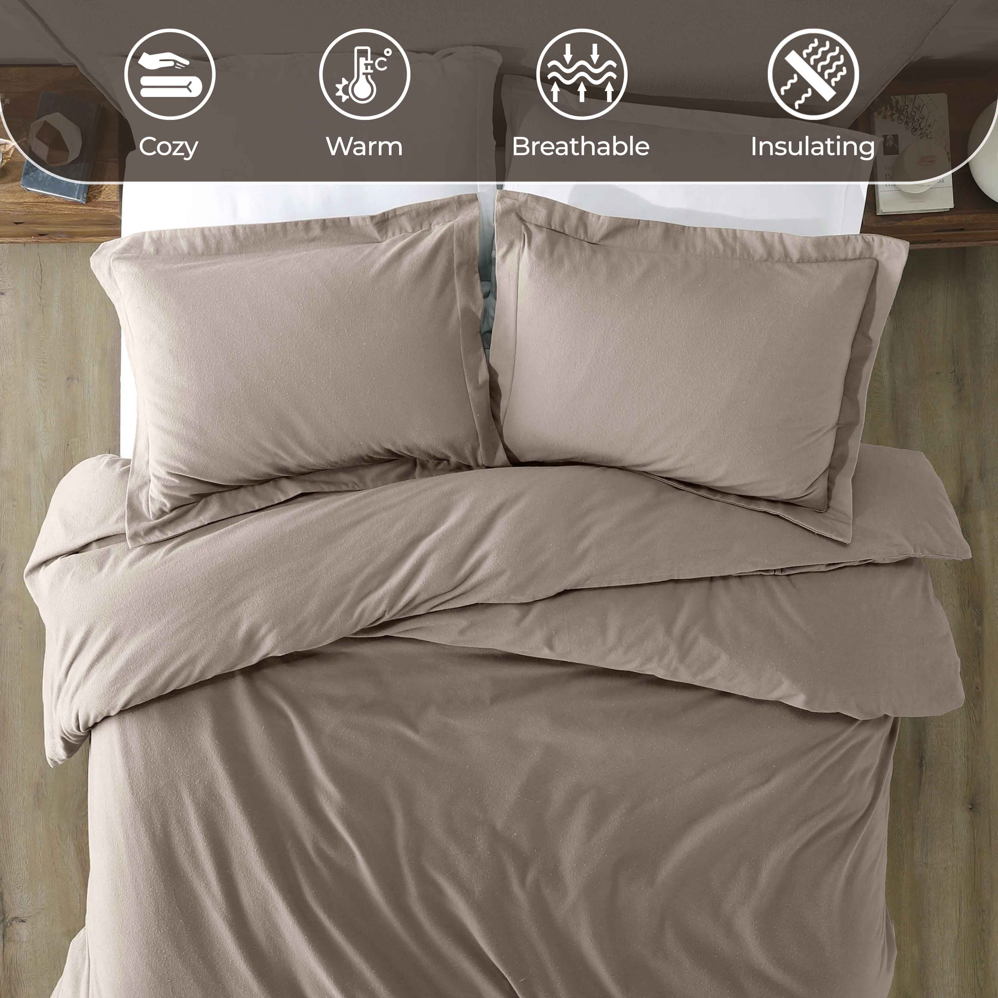 Rome Flannel Cotton Fuzzy Warm Solid Duvet Cover Set - Duvet Cover Set by Superior Brand