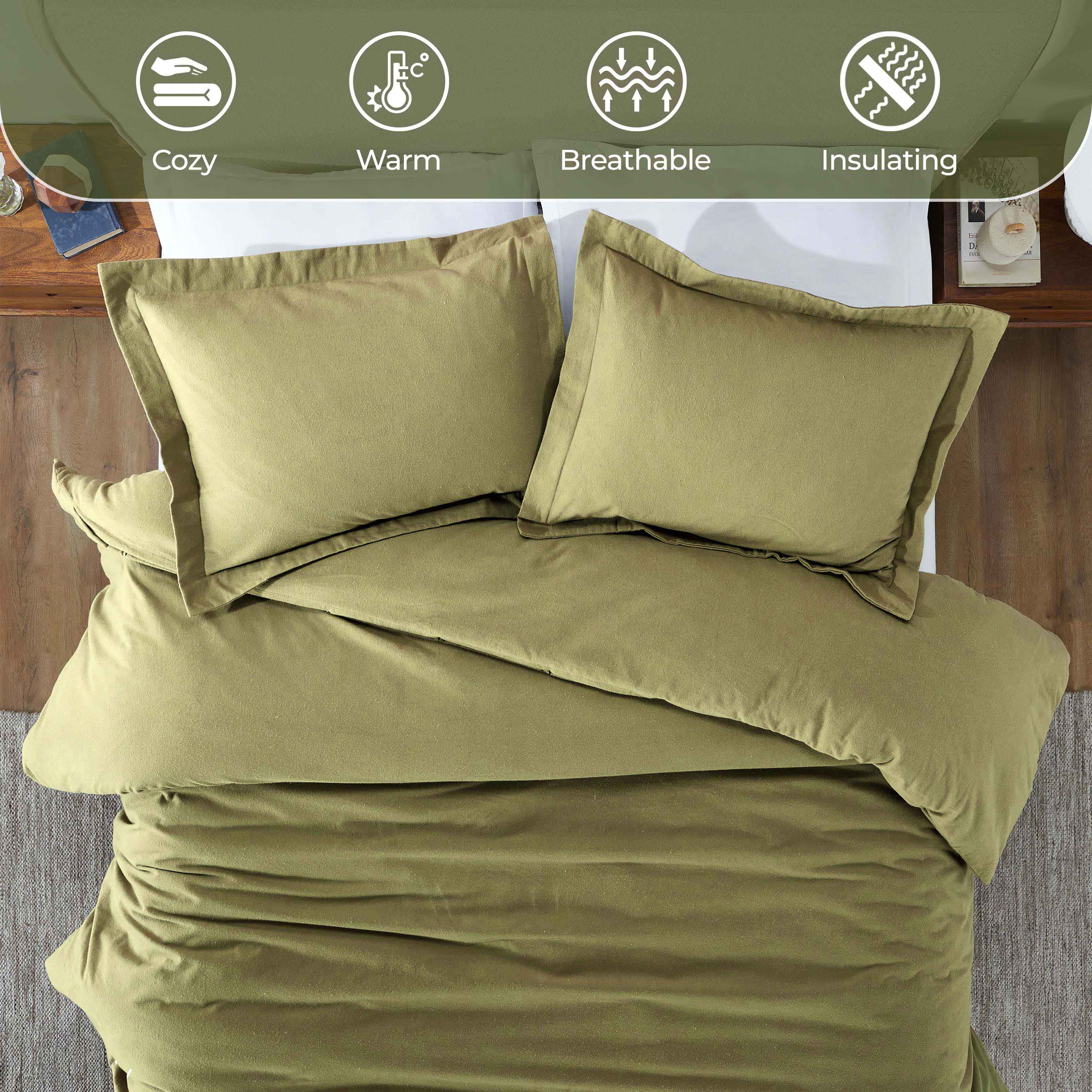 Rome Flannel Cotton Fuzzy Warm Solid Duvet Cover Set - Duvet Cover Set by Superior Brand