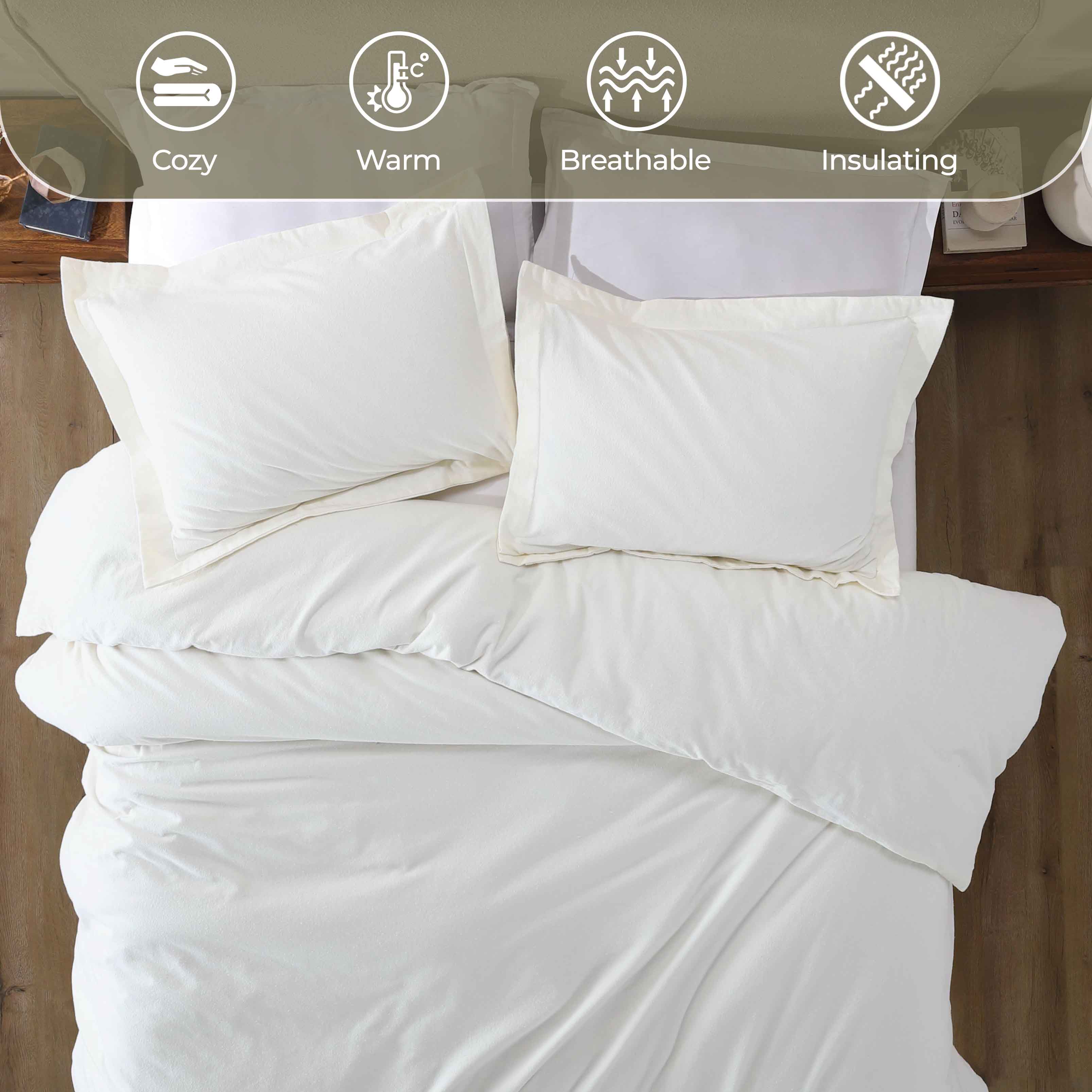 Rome Flannel Cotton Fuzzy Warm Solid Duvet Cover Set - Duvet Cover Set by Superior Brand