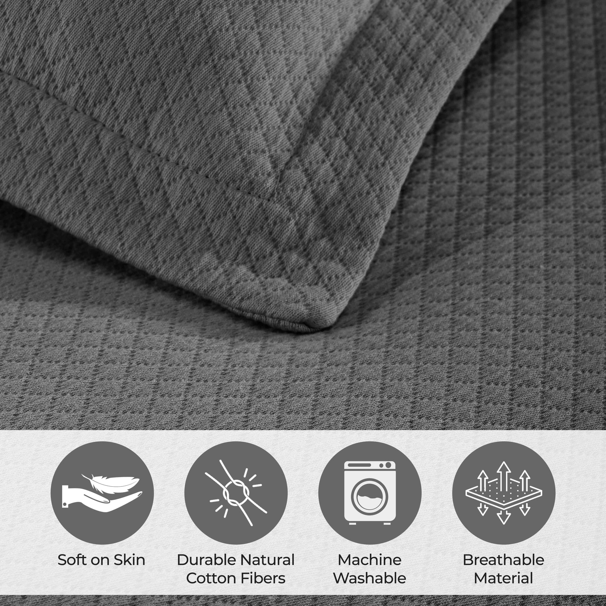 Solitaire Jacquard Matelassé Cotton Diamond Solitaire Bedspread Set - Bedspread by Superior Brand