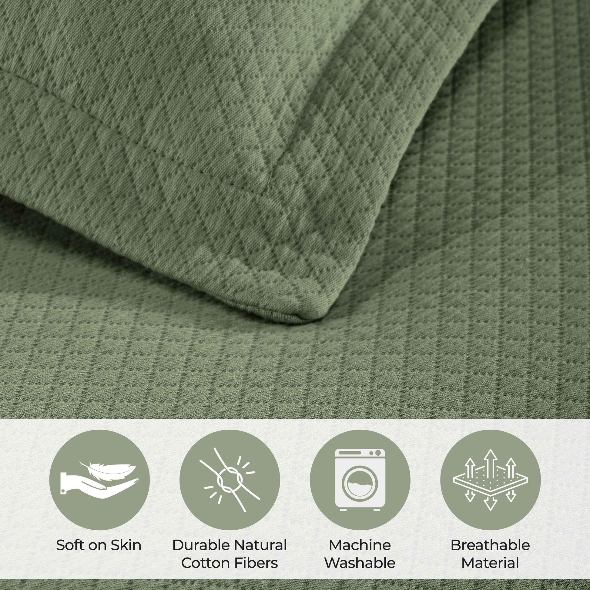Solitaire Jacquard Matelassé Cotton Diamond Solitaire Bedspread Set - Bedspread by Superior Brand