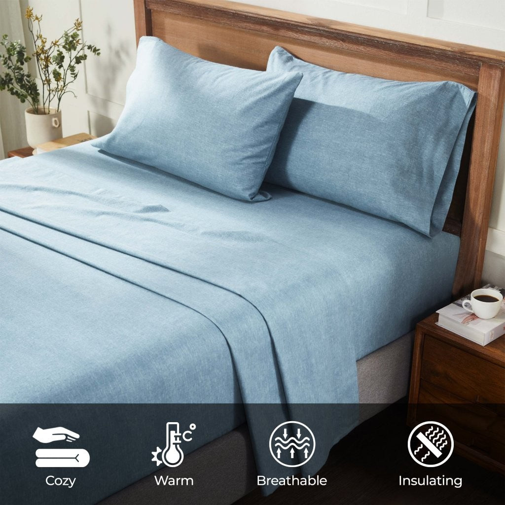 Superior Melange Flannel Cotton Two-Toned Fuzzy Pillowcases, Set of 2 - Pillowcases by Superior Brand