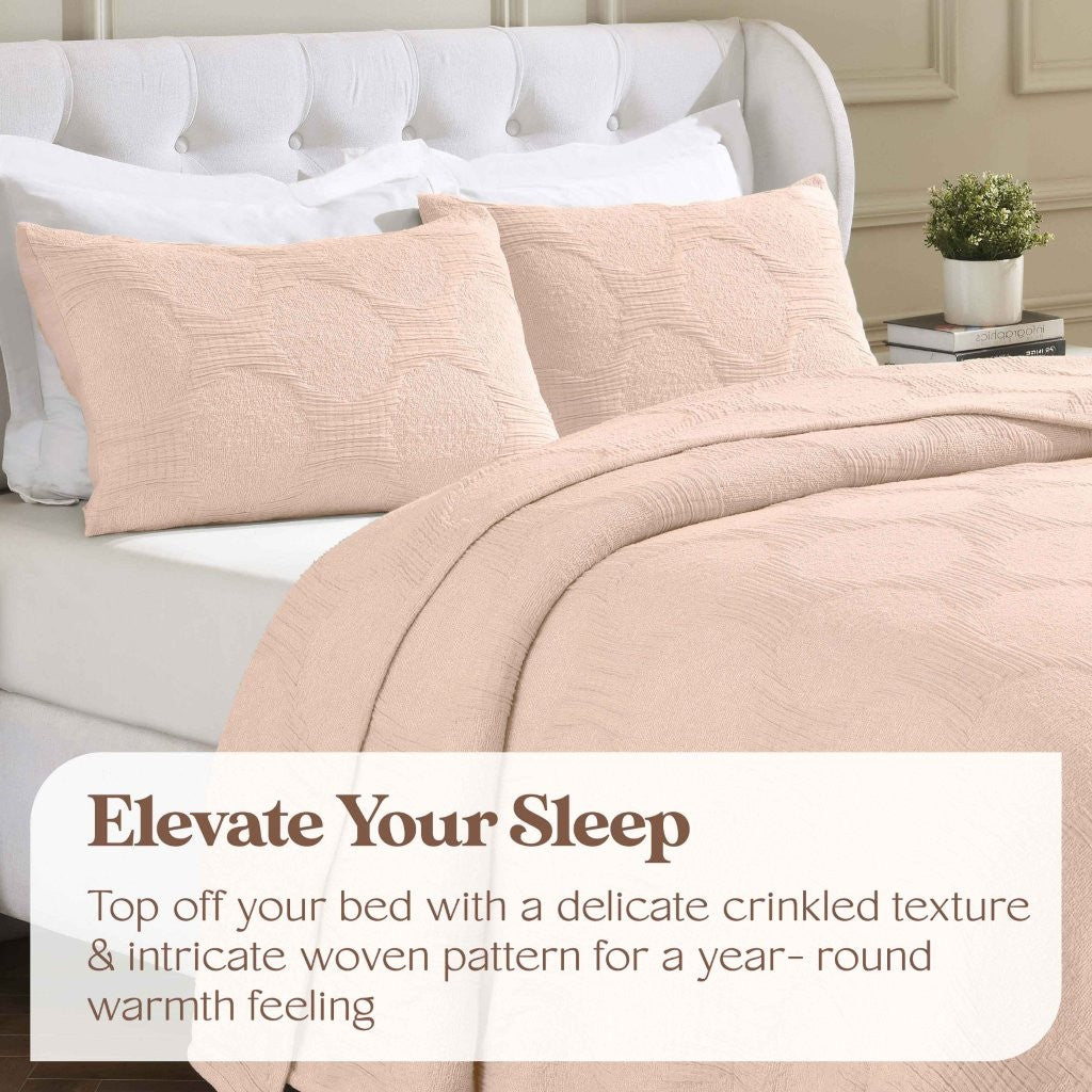 Tanta Cotton Medium Weight Textured Modern Circles Woven Coverlet - Coverlet by Superior Brand