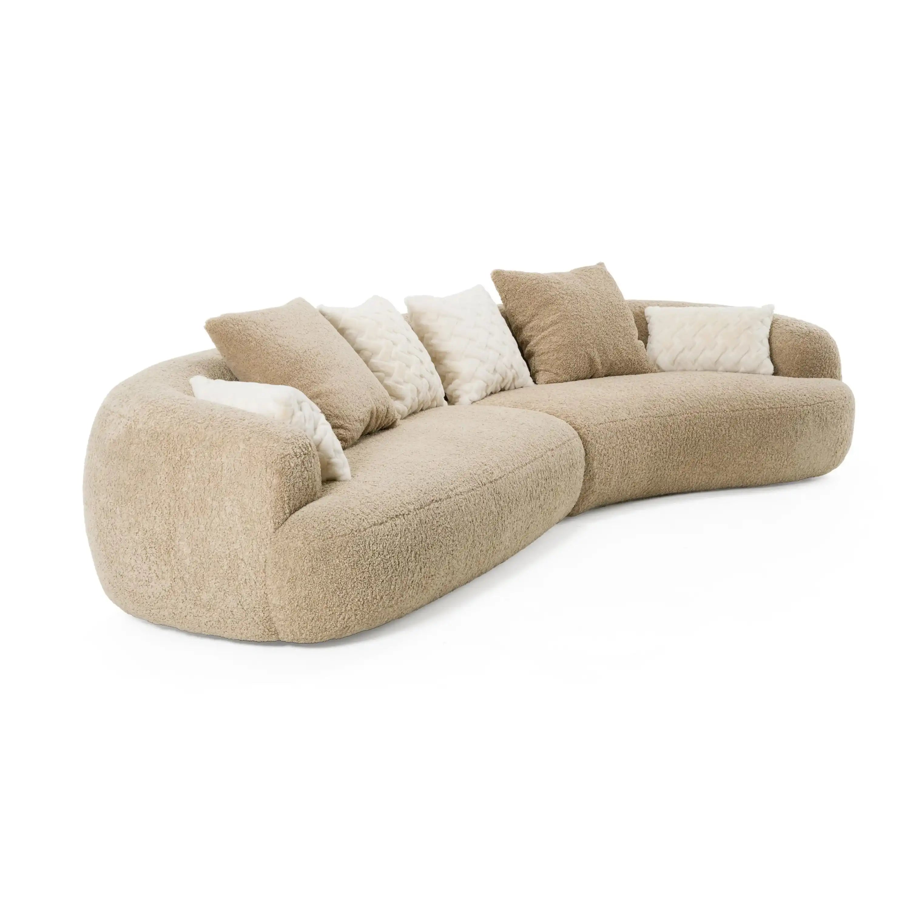 Divani Casa Trevor - Modern Tan Fabric Curved Sectional - Best Buy Furniture