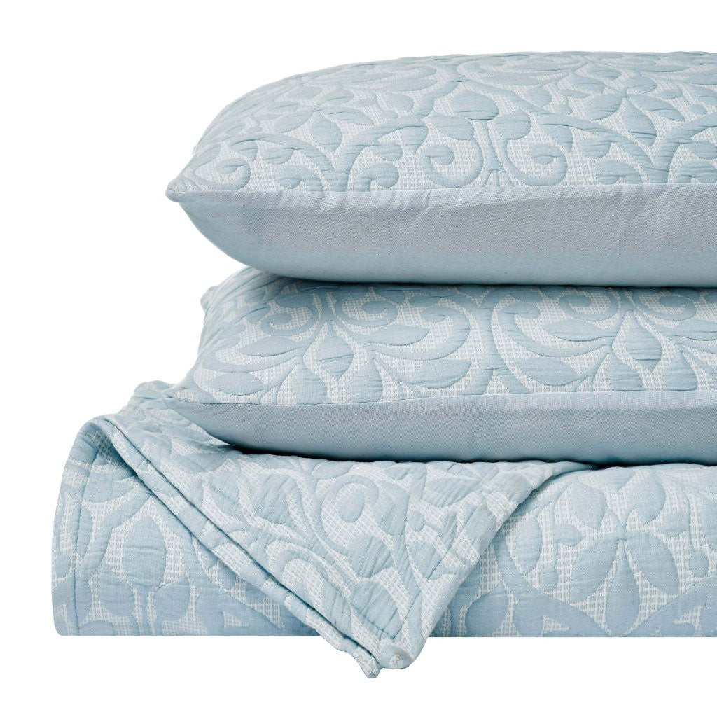 Vineyard Cotton Blend Medium Weight Matelasse Floral Scroll Coverlet - Coverlet by Superior Brand